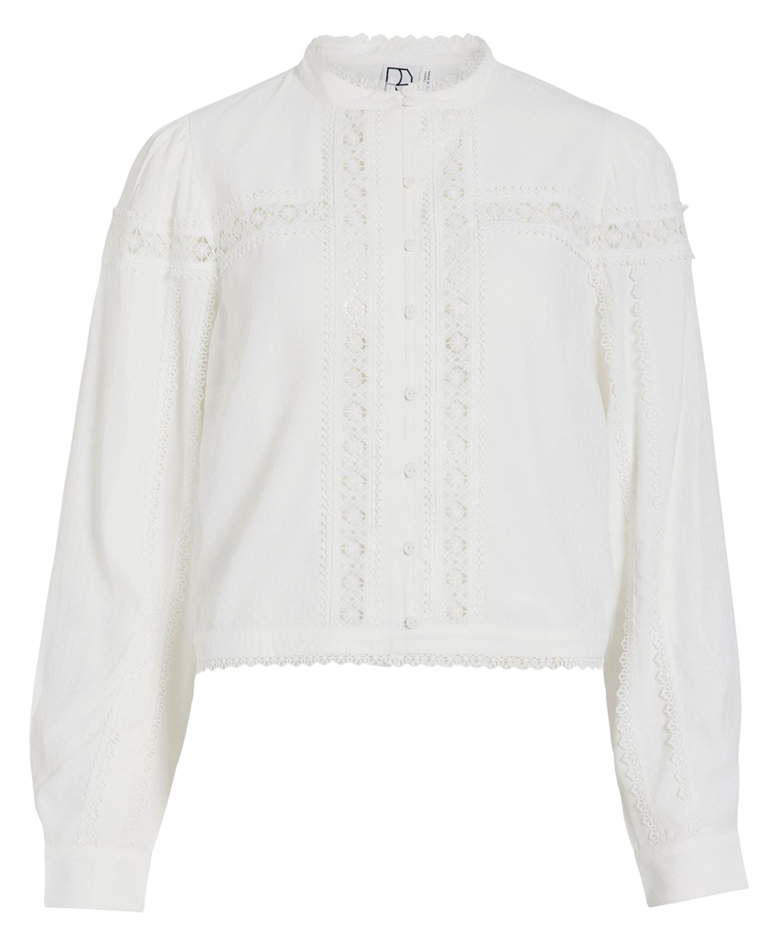 Blouse droite brodée à dentelle ROUGE EDIT Beige