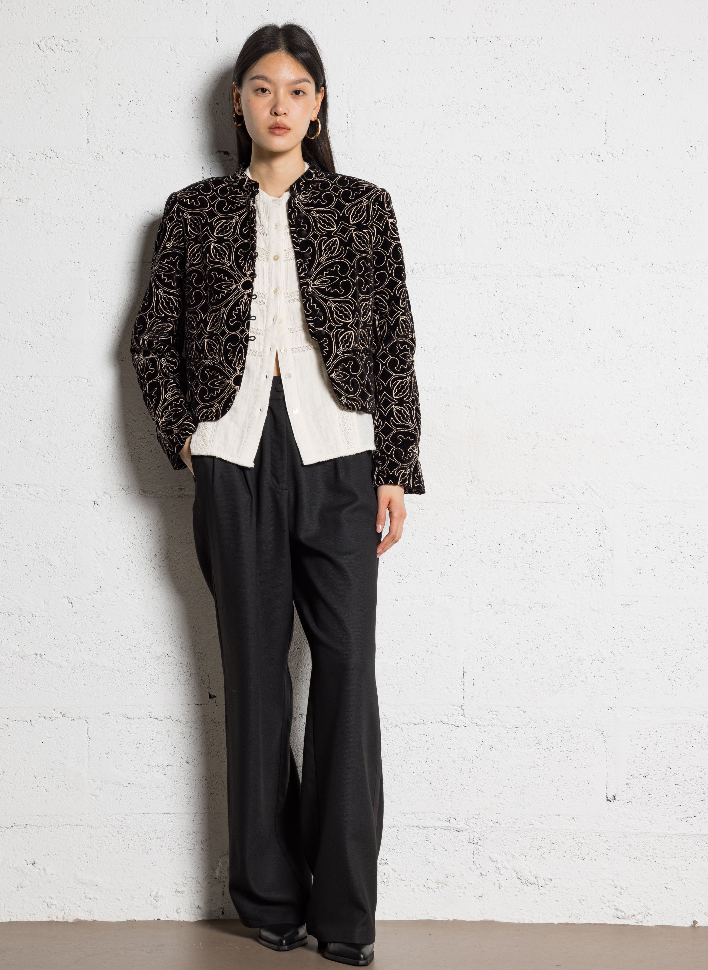 Round neck cotton blouse MAISON HOTEL White