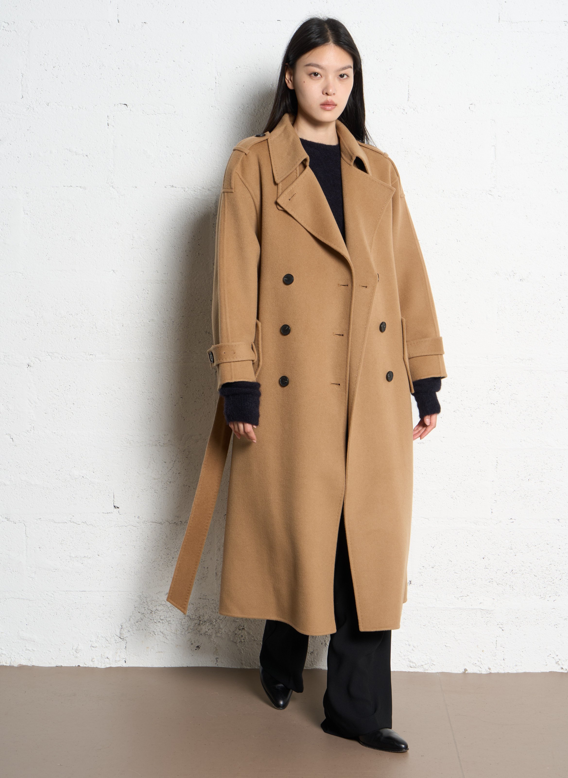 Cocoon-Mantel aus Wolle mit Reverskragen IKKS Braun