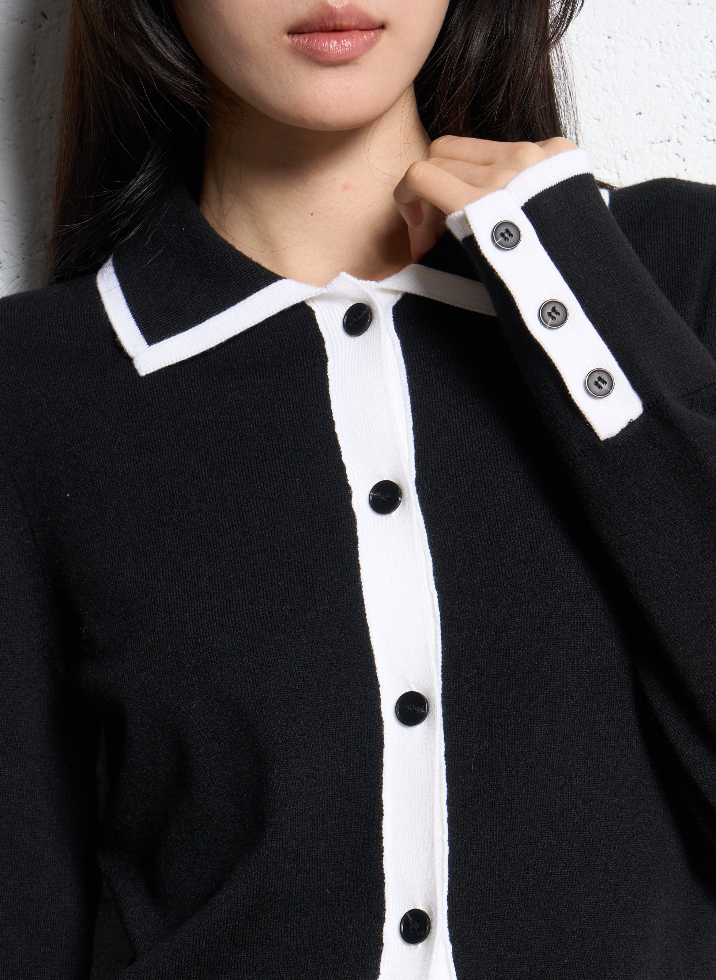 Gilet droit en maille SUNCOO Noir