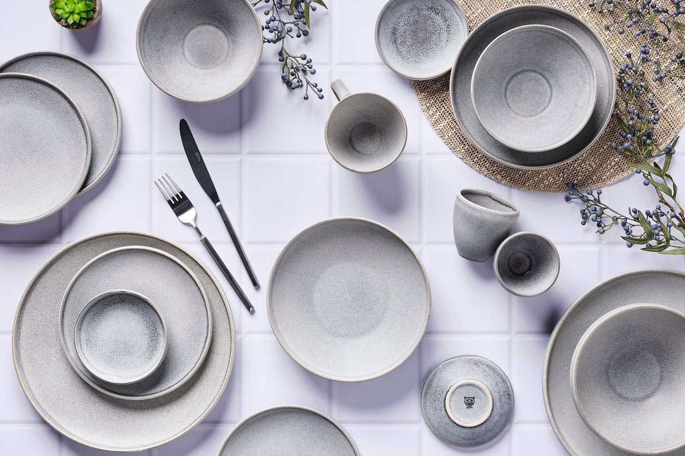 Complete stone set - 48 pieces - moon grey BJORN Grey