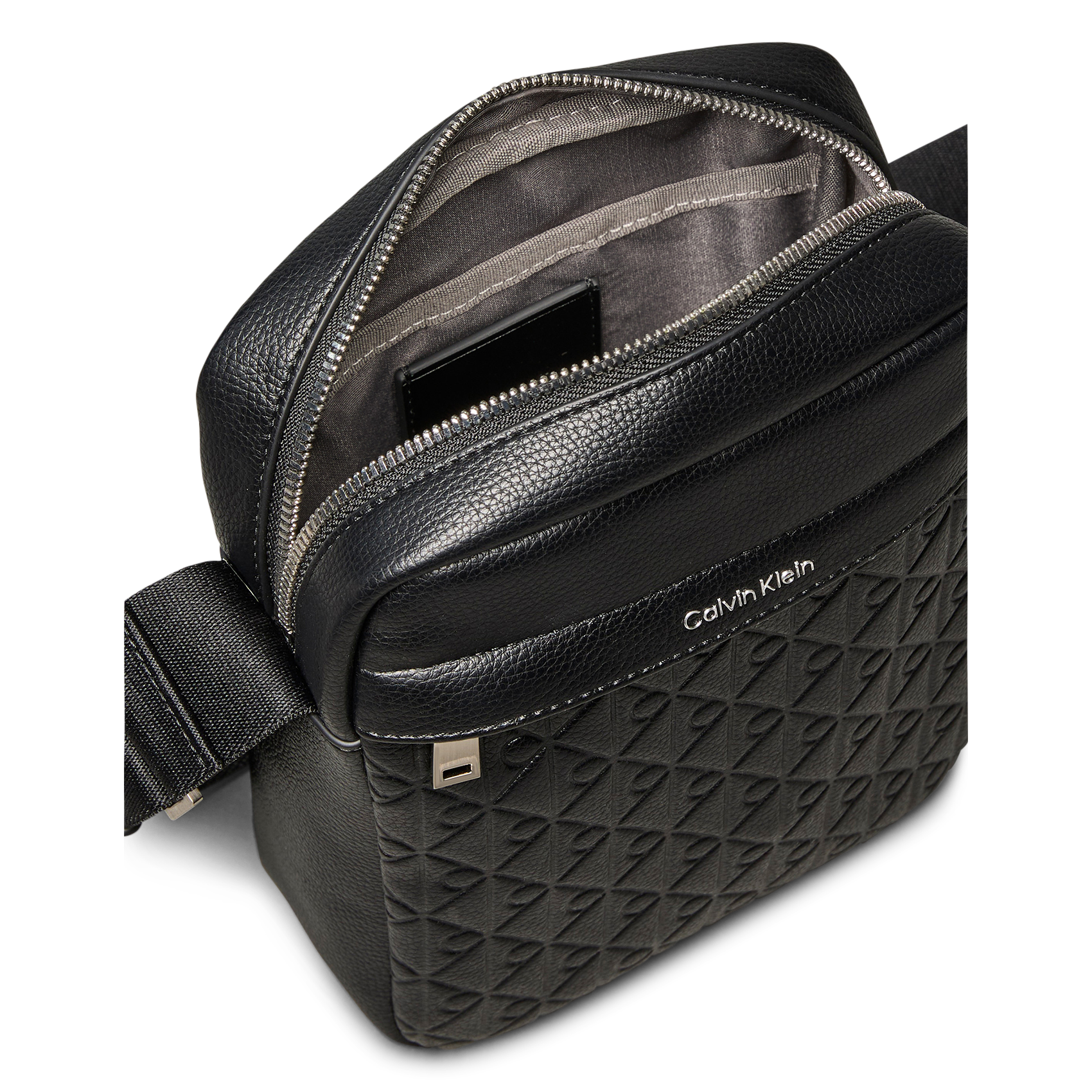 Sacoche zippée à monogrammes CALVIN KLEIN Noir