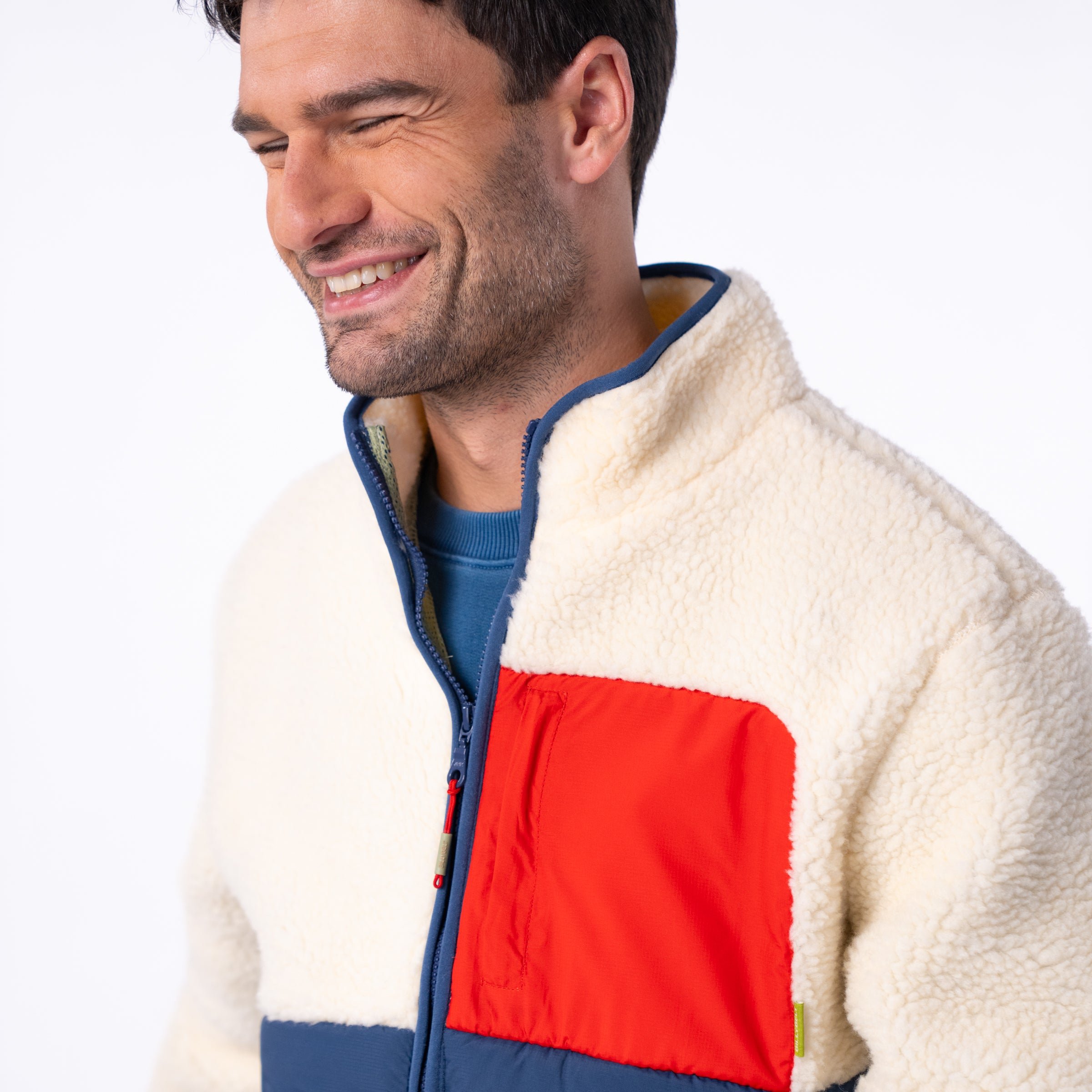 Sherpa bi-material jacket BILLYBELT Beige