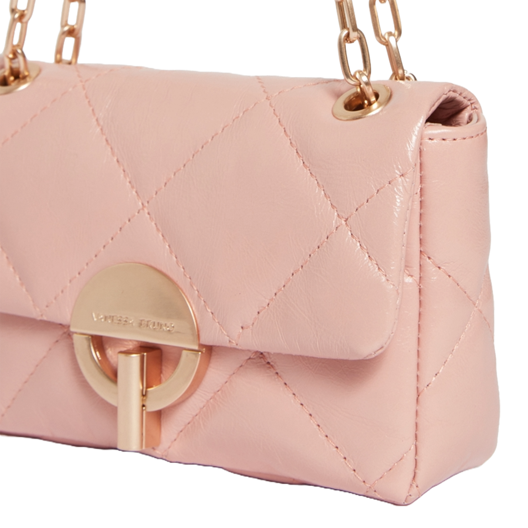 Quilted leather flap bag VANESSA BRUNO Pink