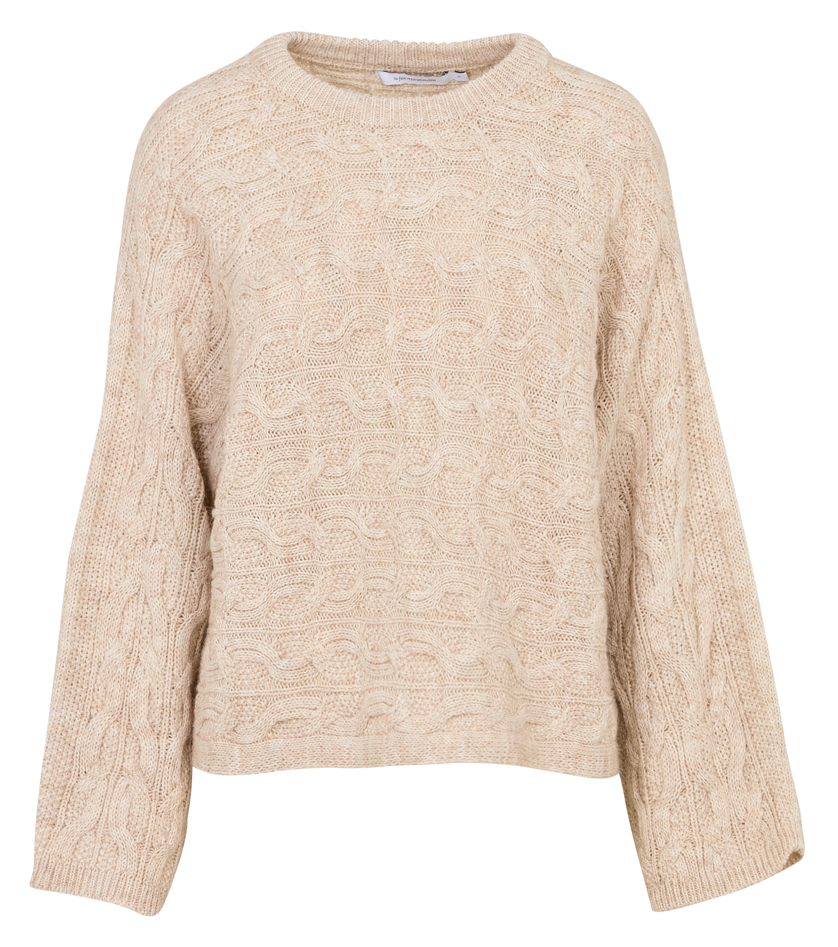 Long wool-blend knit cardigan LA FEE MARABOUTEE Beige