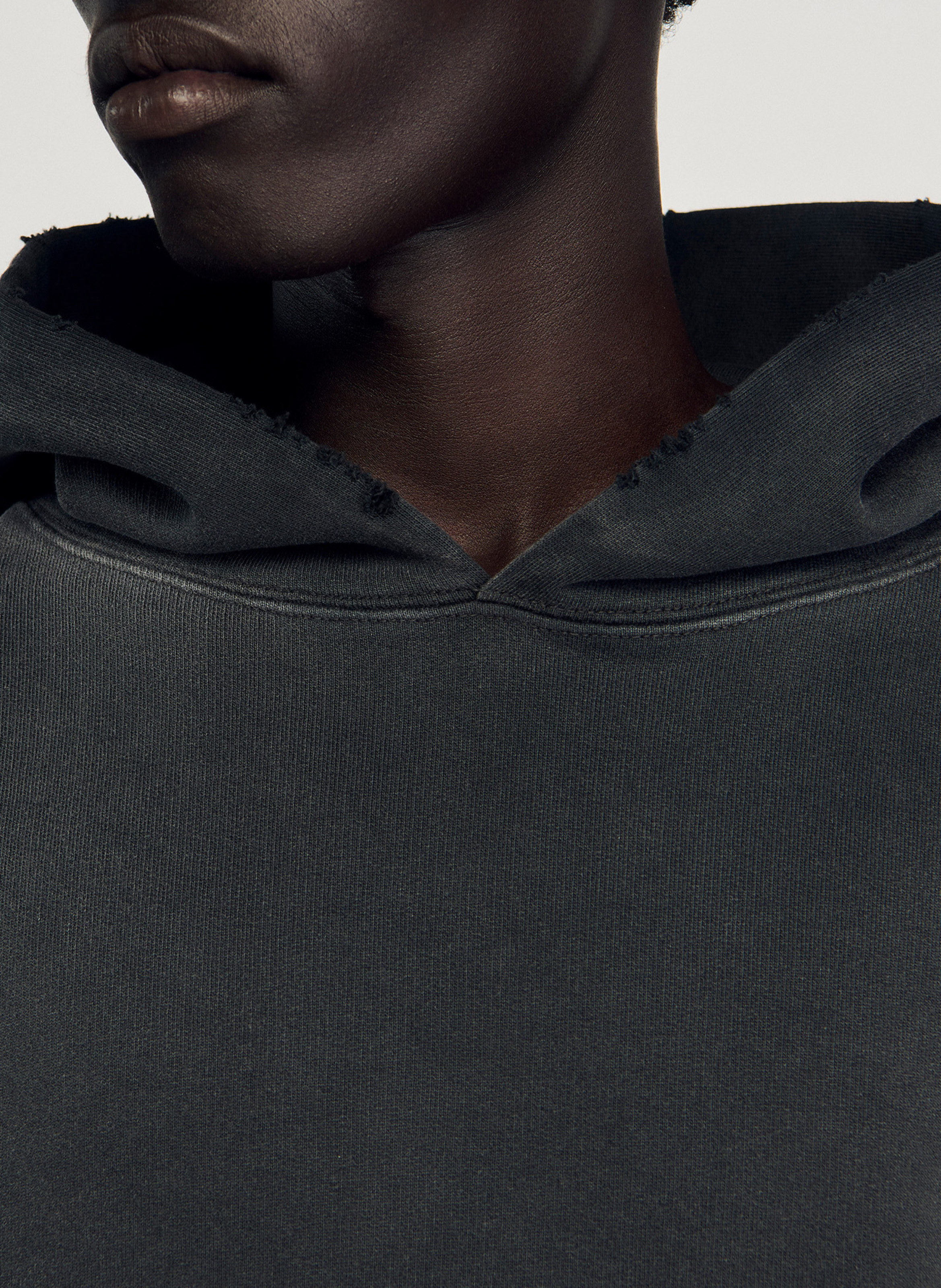 Sweat à capuche délavé en coton SANDRO Noir