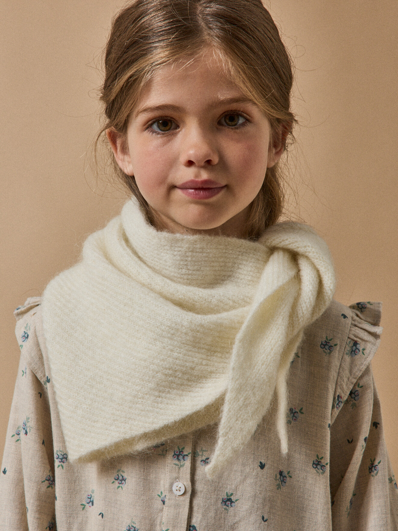 Triangle wool and mohair scarf CYRILLUS White