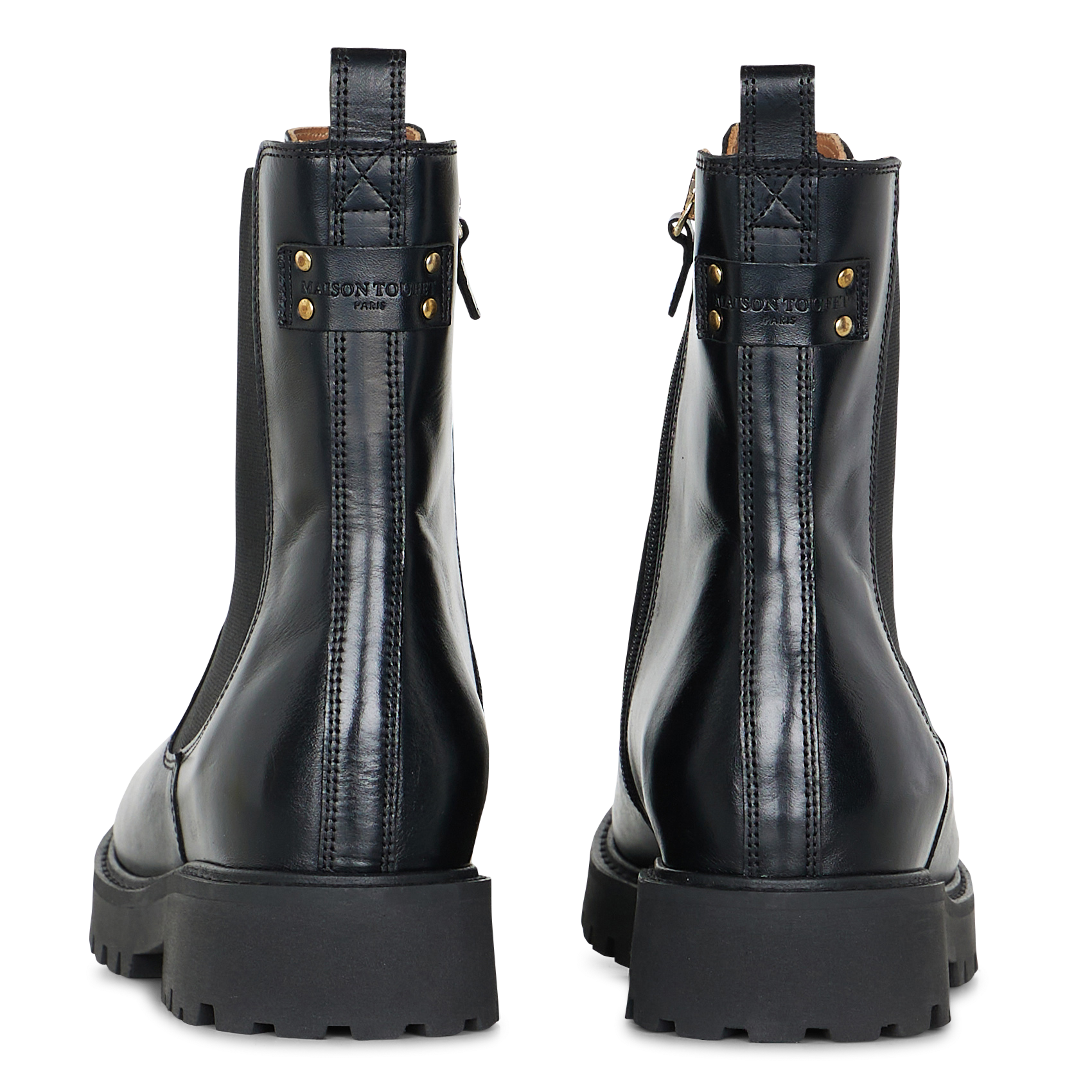 Effen leren enkellaarzen met textuur MAISON TOUFET Zwart