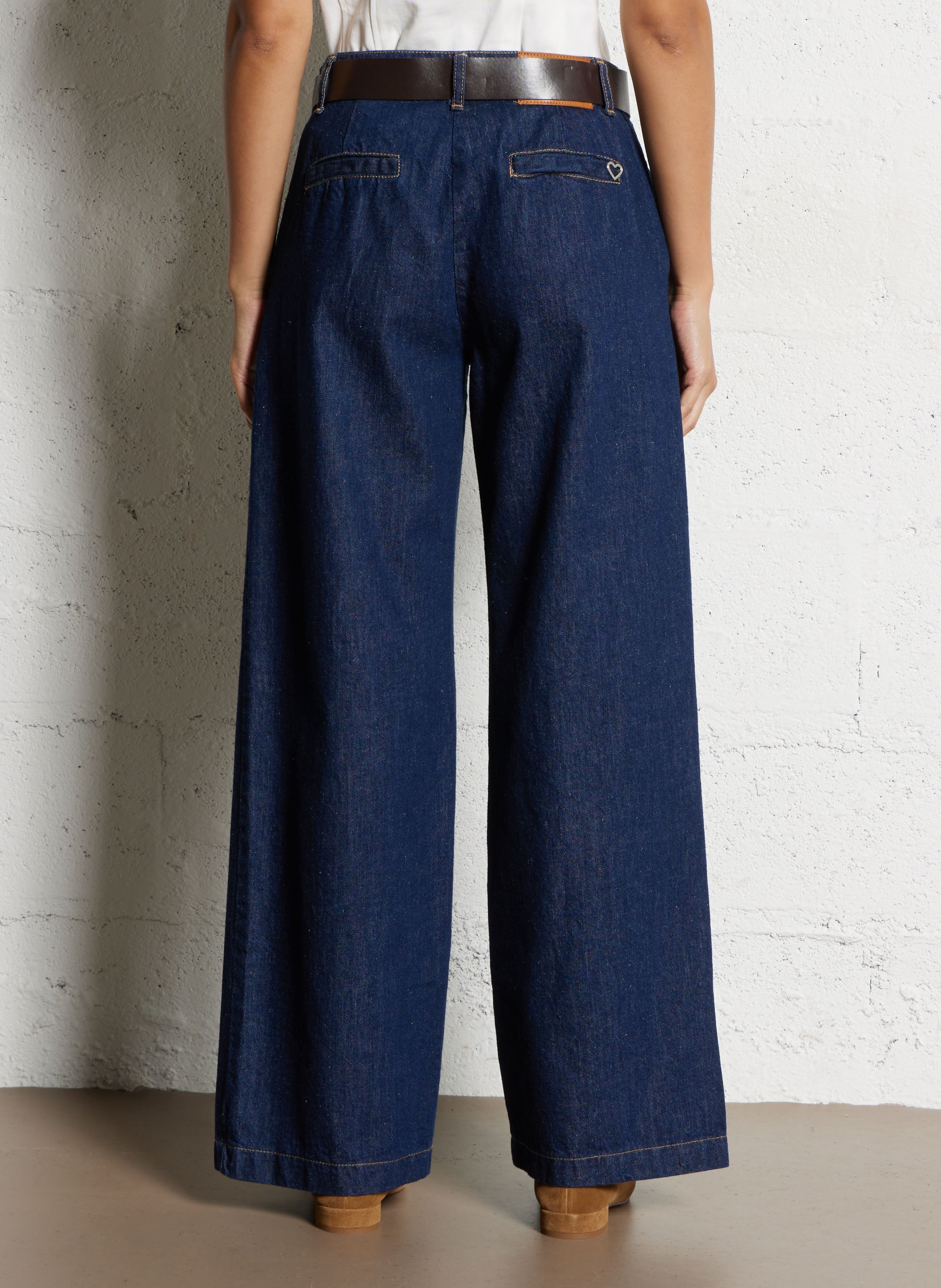 Straight cotton-blend pants PLEASE Blue