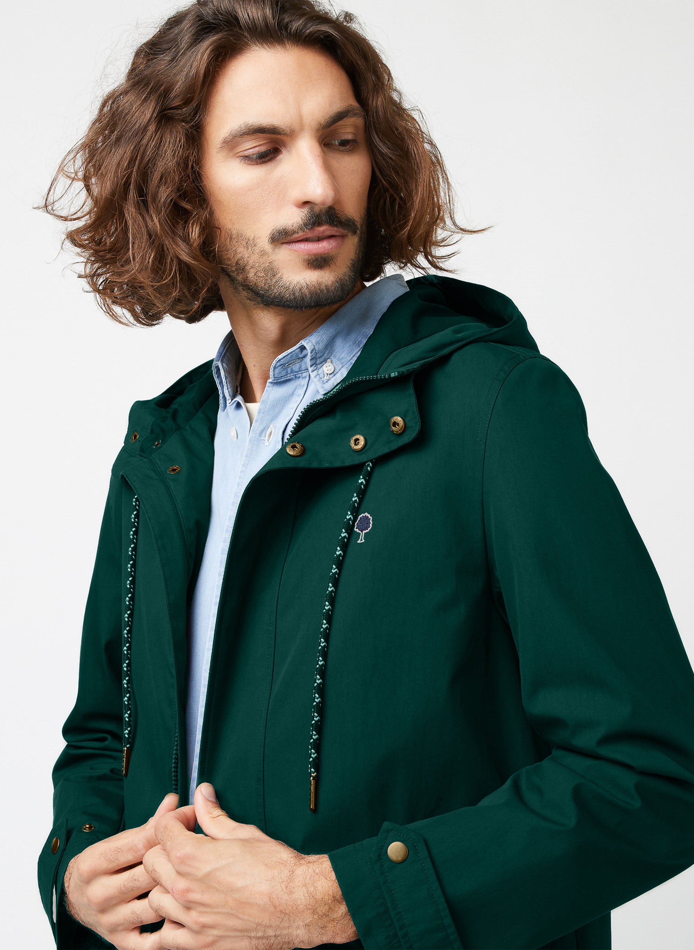 Round neck waterproof in blended cotton FAGUO Green