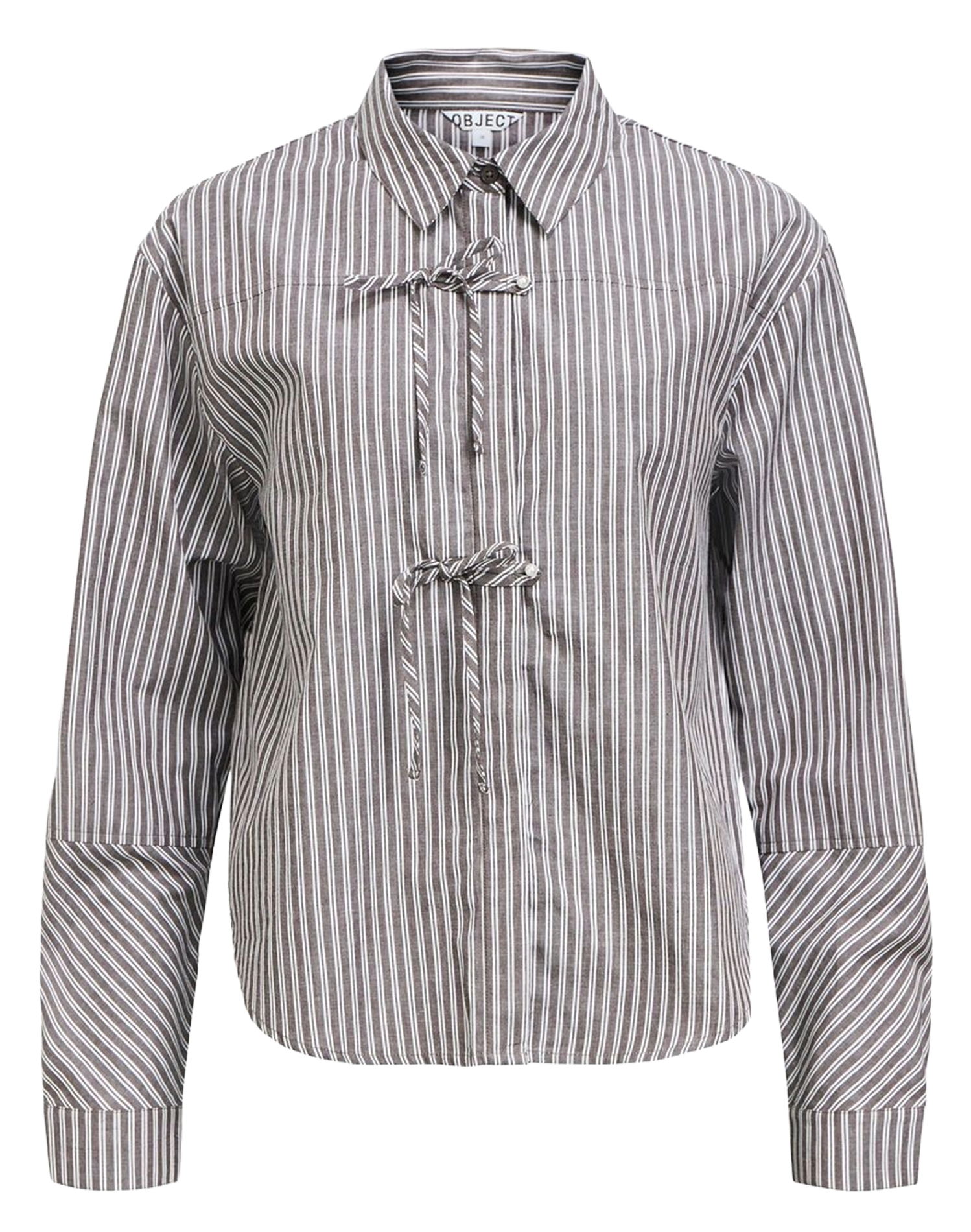 Overhemd met klassieke kraag en strepen OBJECT Bruin