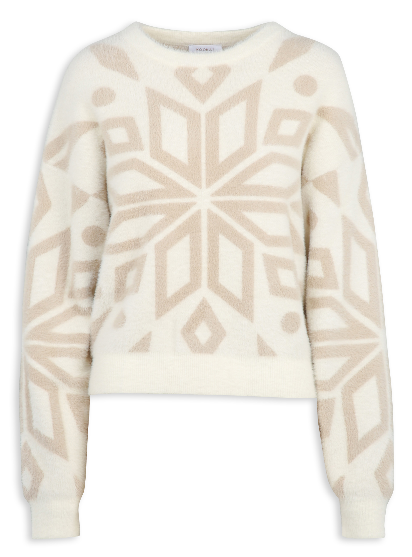 Rundhalsausschnitt-Flauschpullover KOOKAI Weiss