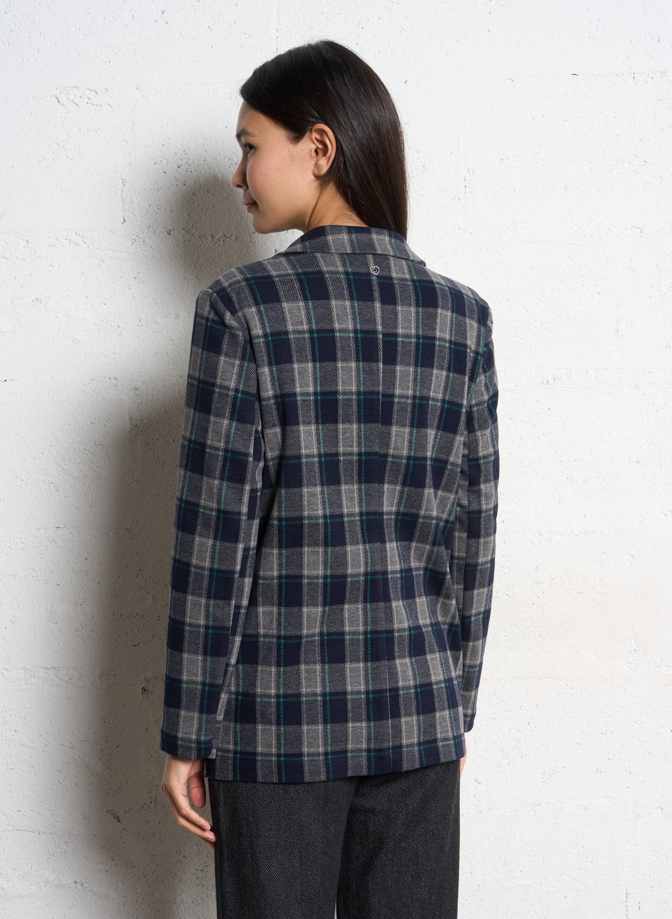 Veste tailleur droite à carreaux PLEASE Bleu