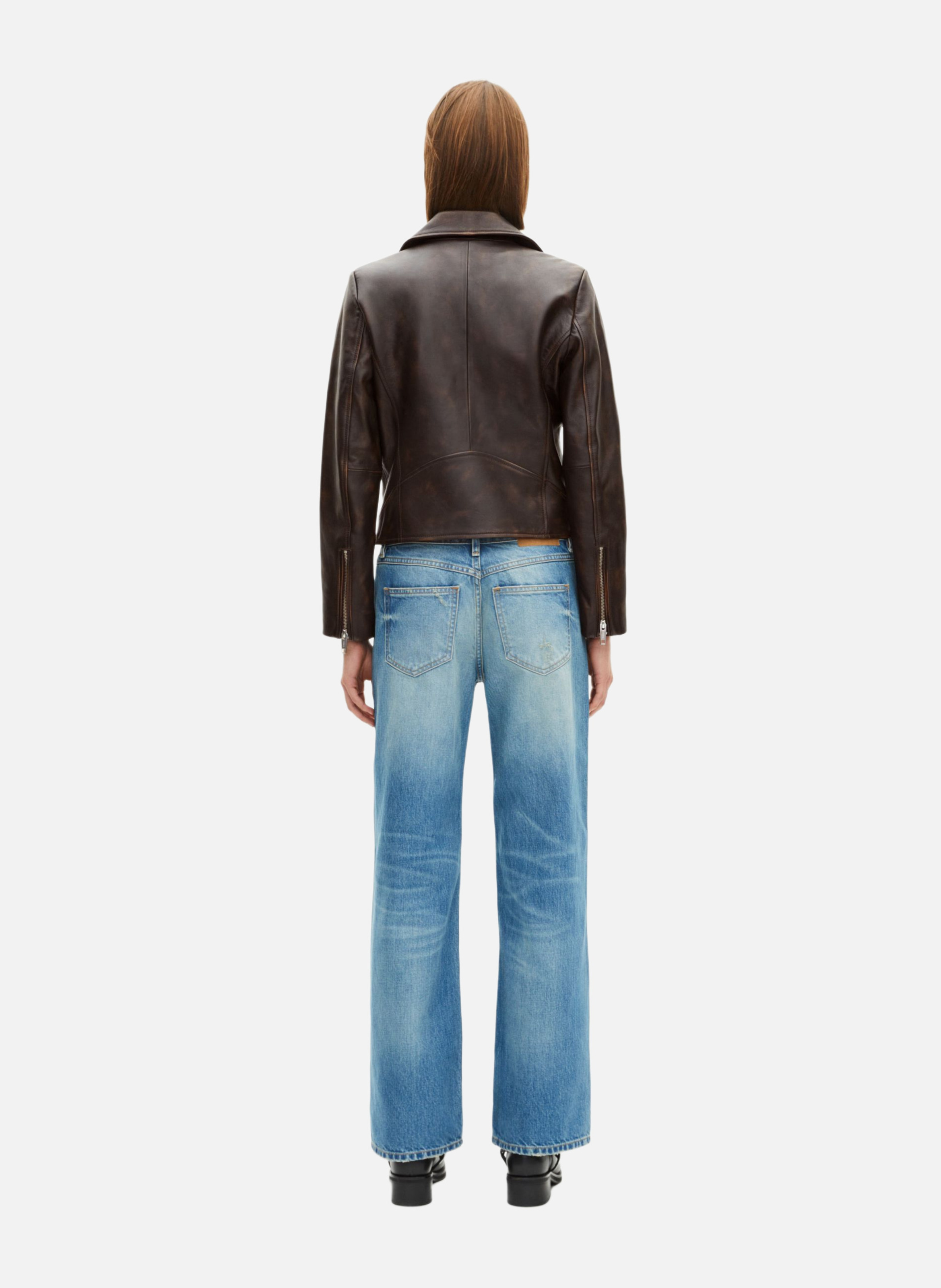 Leather biker jacket THE KOOPLES Brown