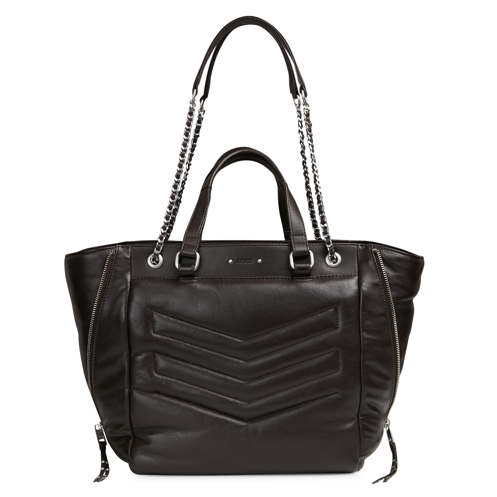 Leather clutch bag IKKS Brown