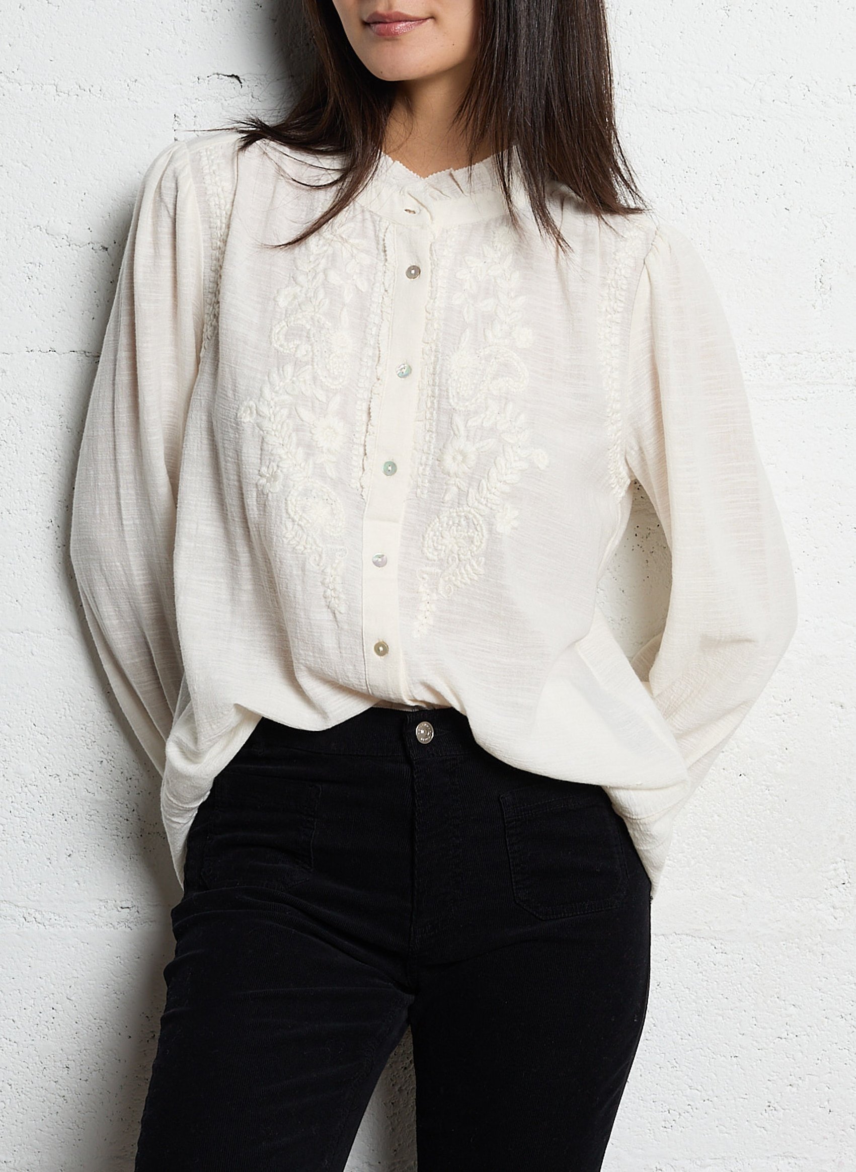 Chemise brodée en coton  MAISON 123 Blanc