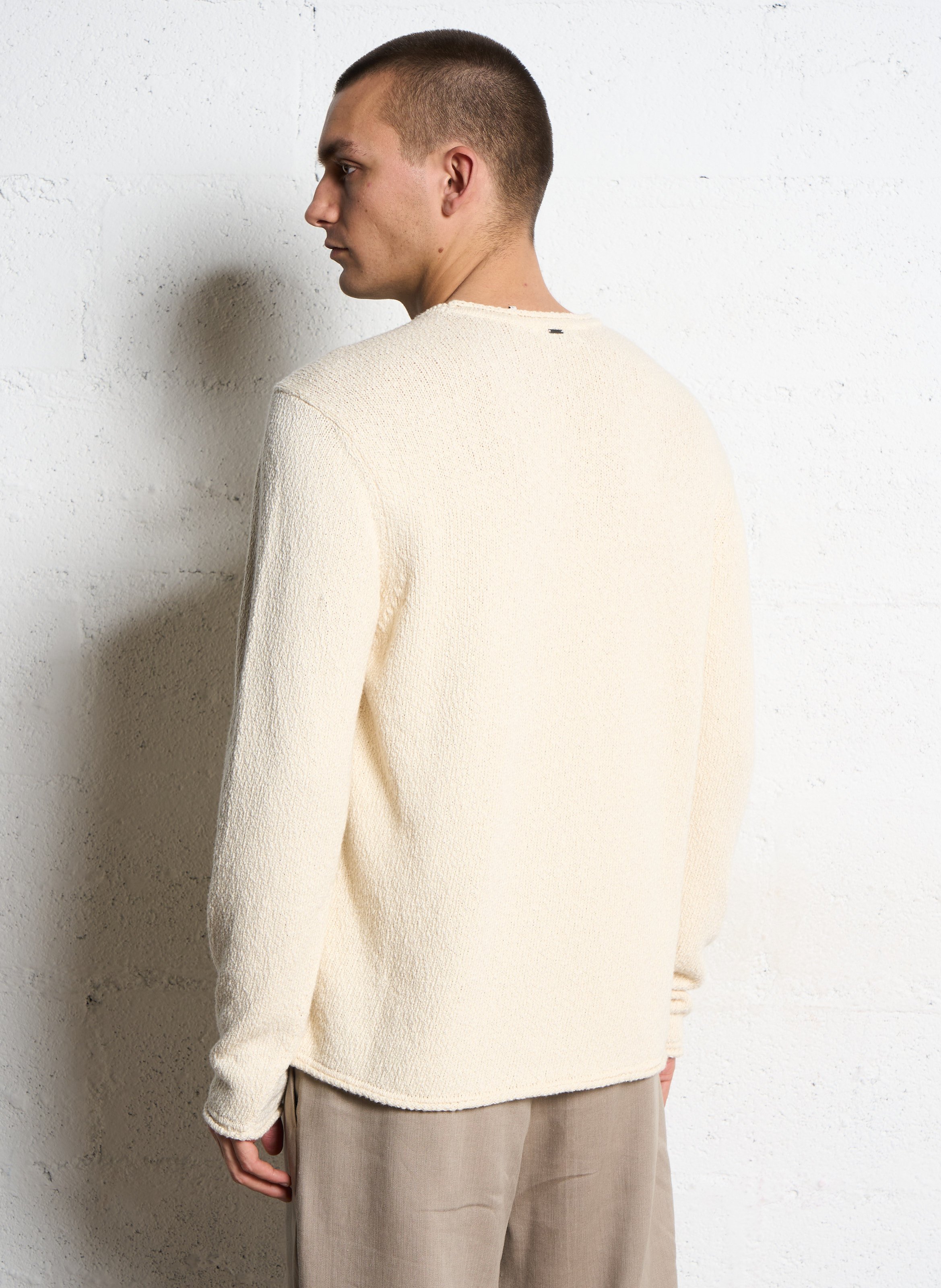 Weiter Rundhalspullover aus Baumwolle IKKS Weiss