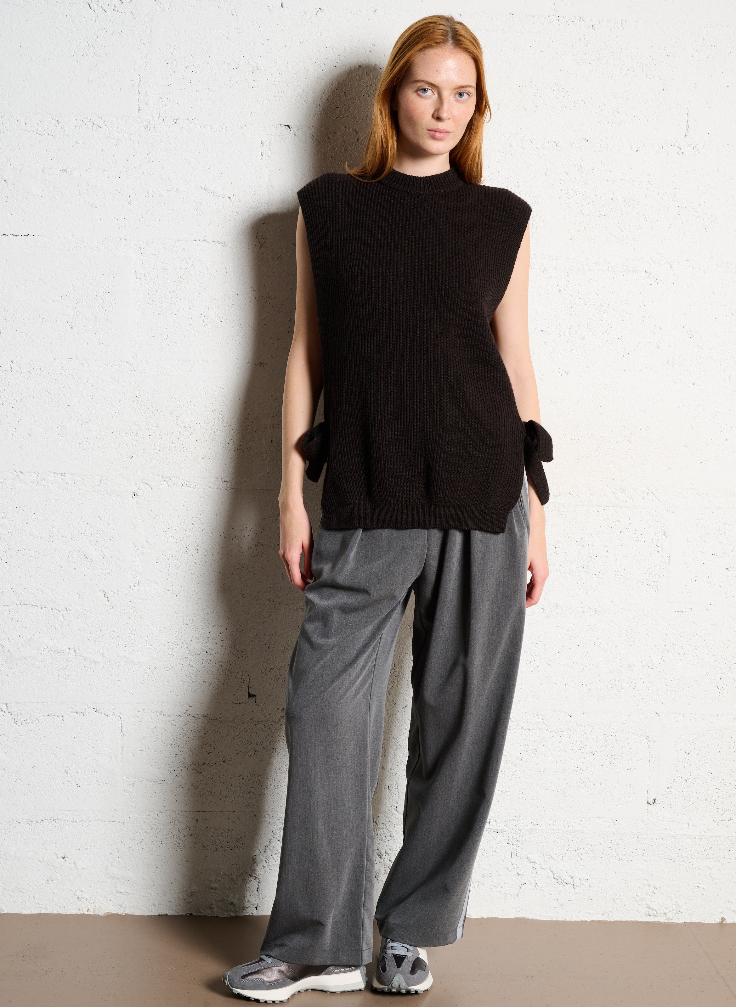 Pull droit col rond en maille IMPERIAL Marron