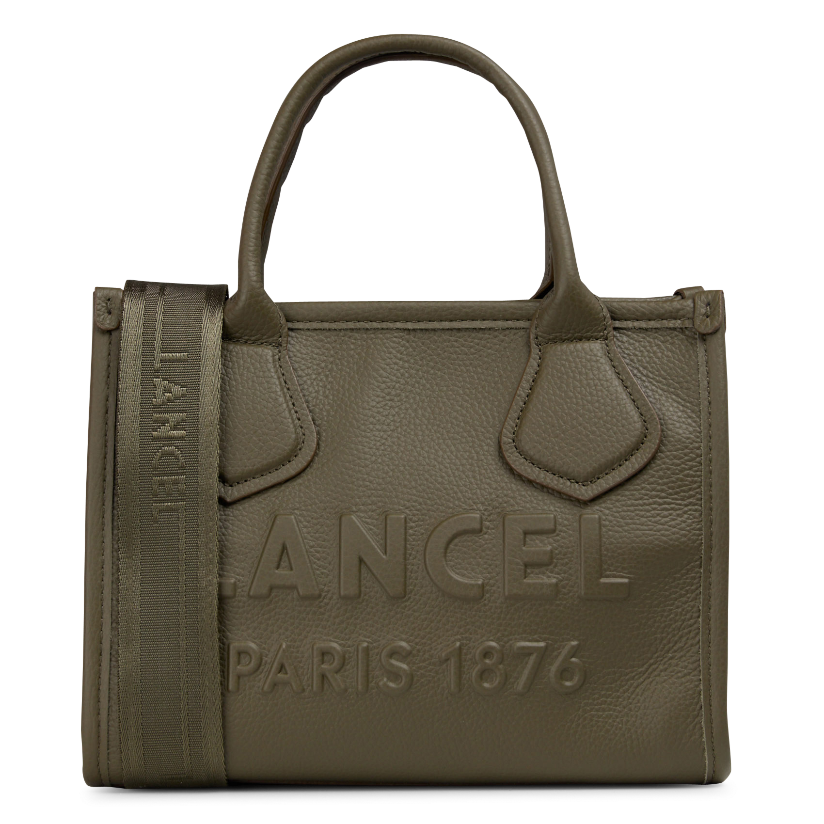 Sac porté main à logo débossé en cuir grainé LANCEL