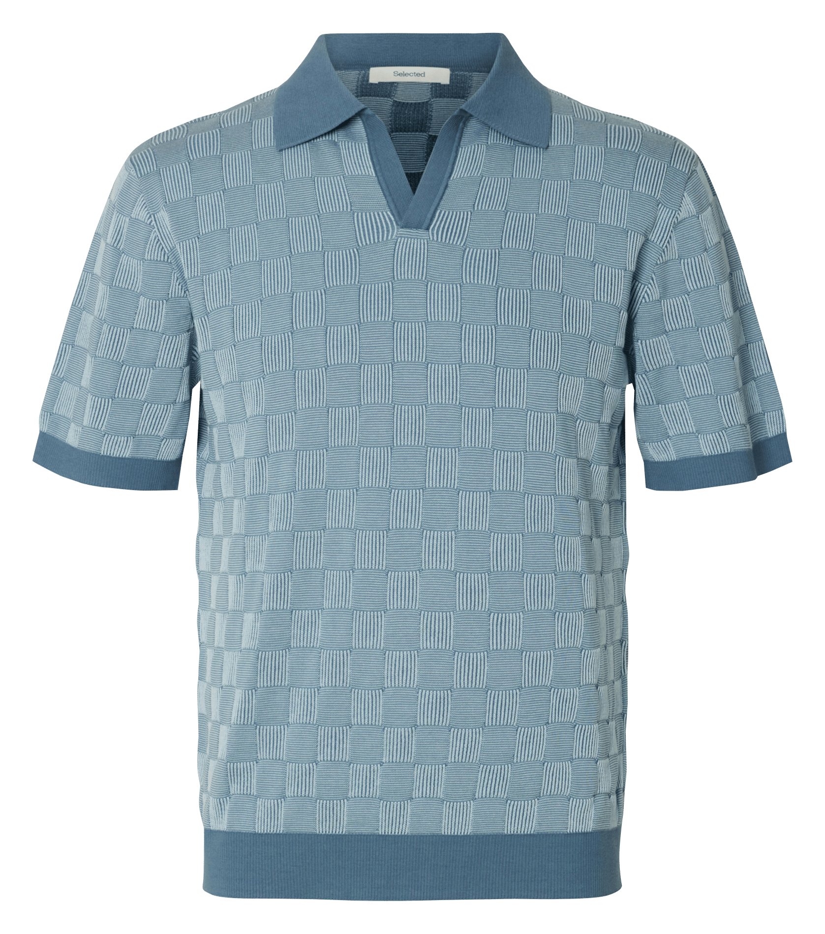 Poloo droit en coton bio imprimé SELECTED Bleu