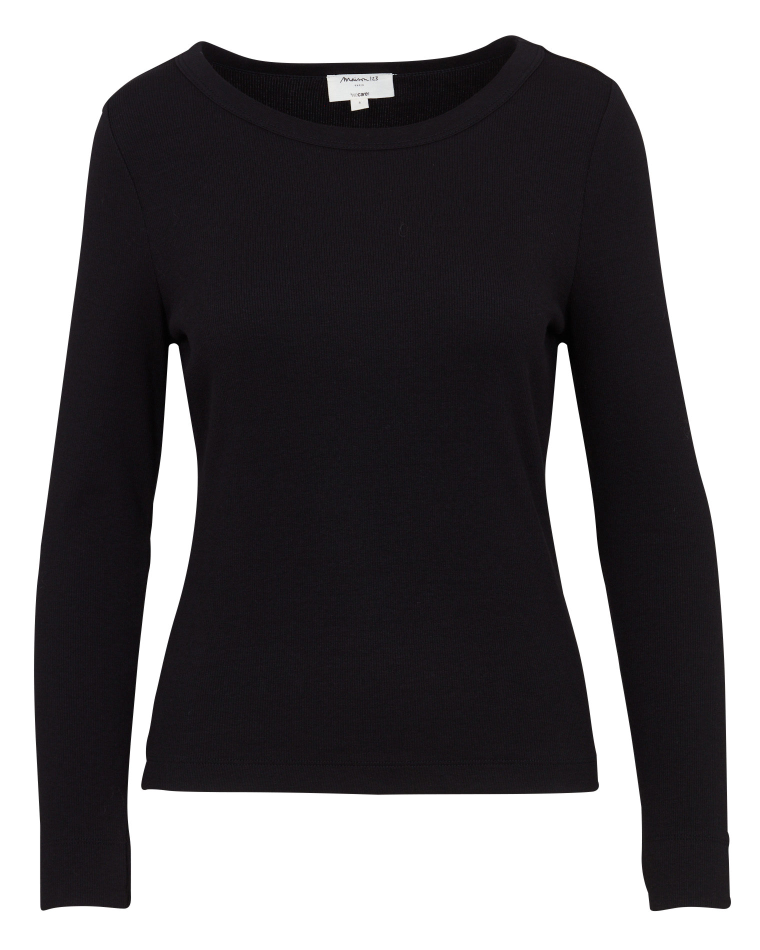Top manches longues uni côtelé MAISON 123 Noir