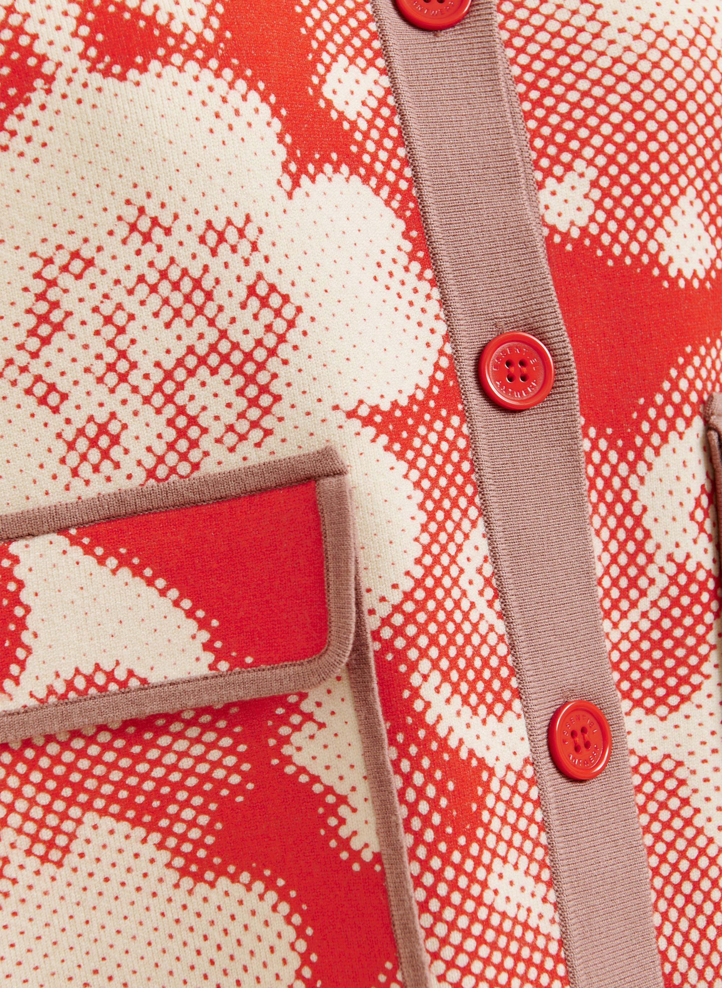 Floral oversized cardigan with 3/4 sleeves ESSENTIEL ANTWERP Red