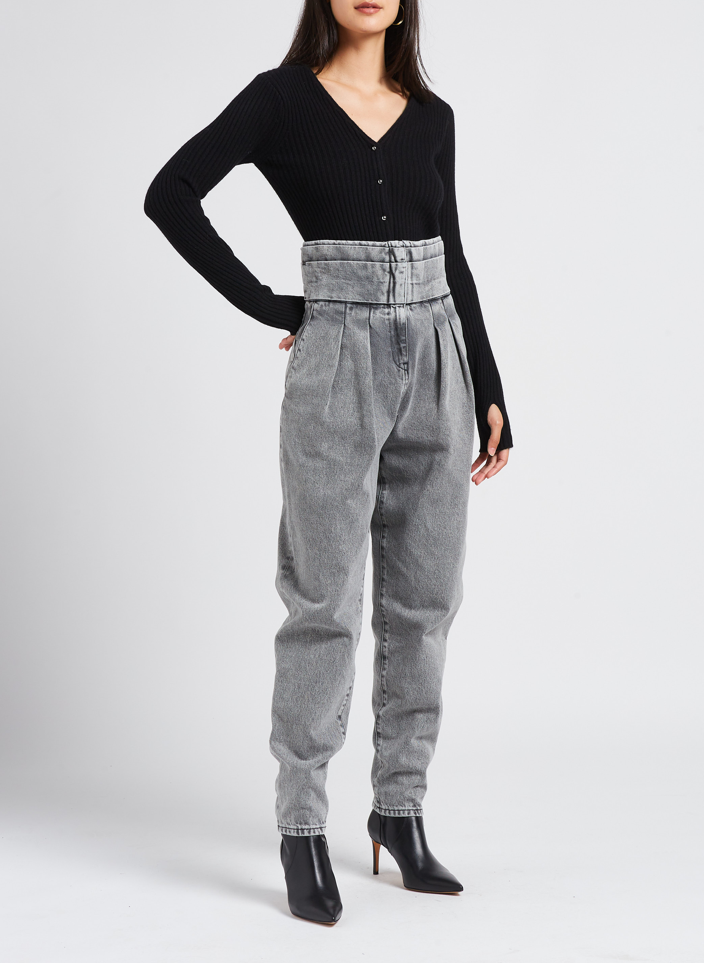 Gilet col V en laine et en cachemire mélangés IRO Noir