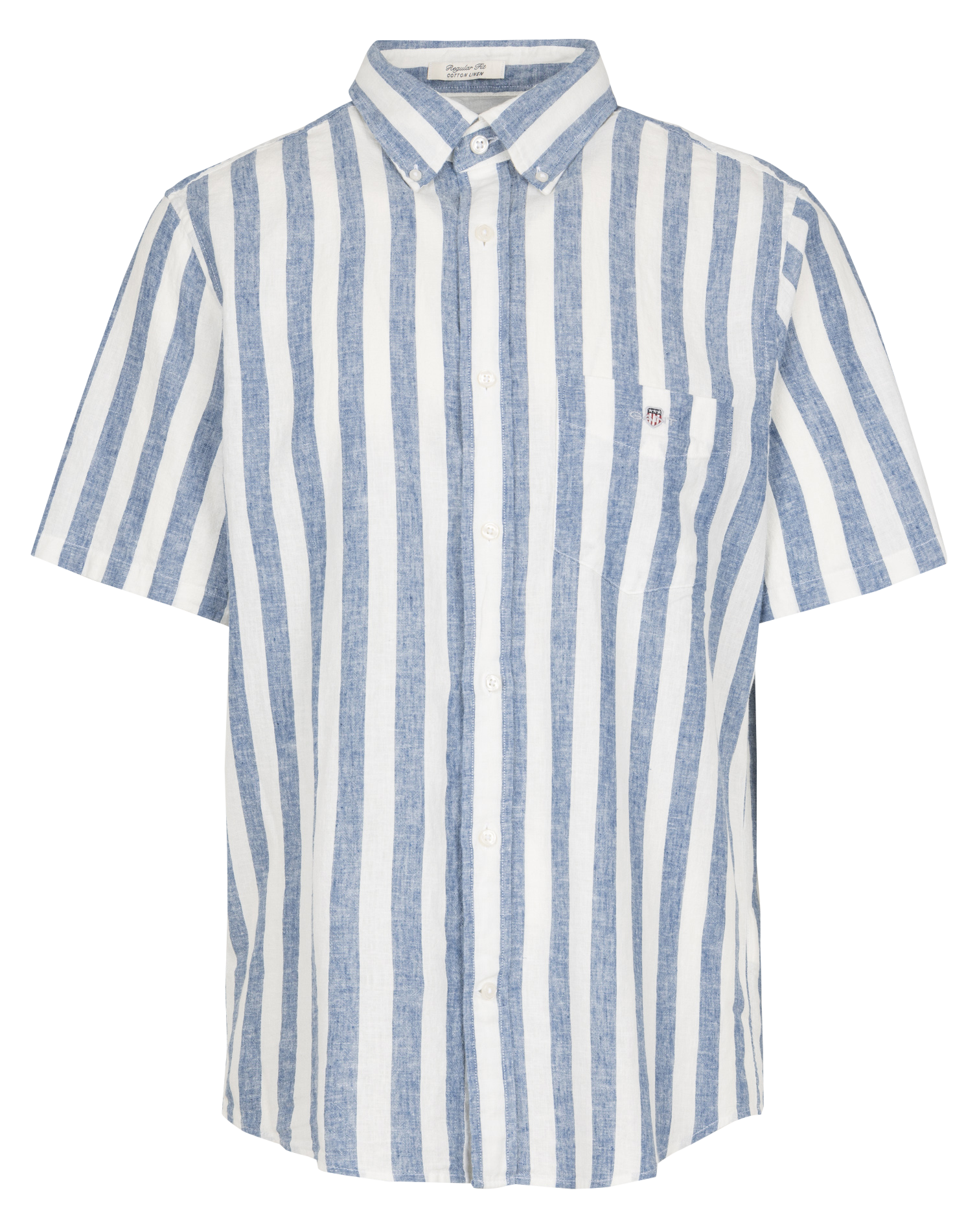 Regular-fit overhemd met Amerikaanse kraag in gestreept linnen en katoen. GANT Blauw