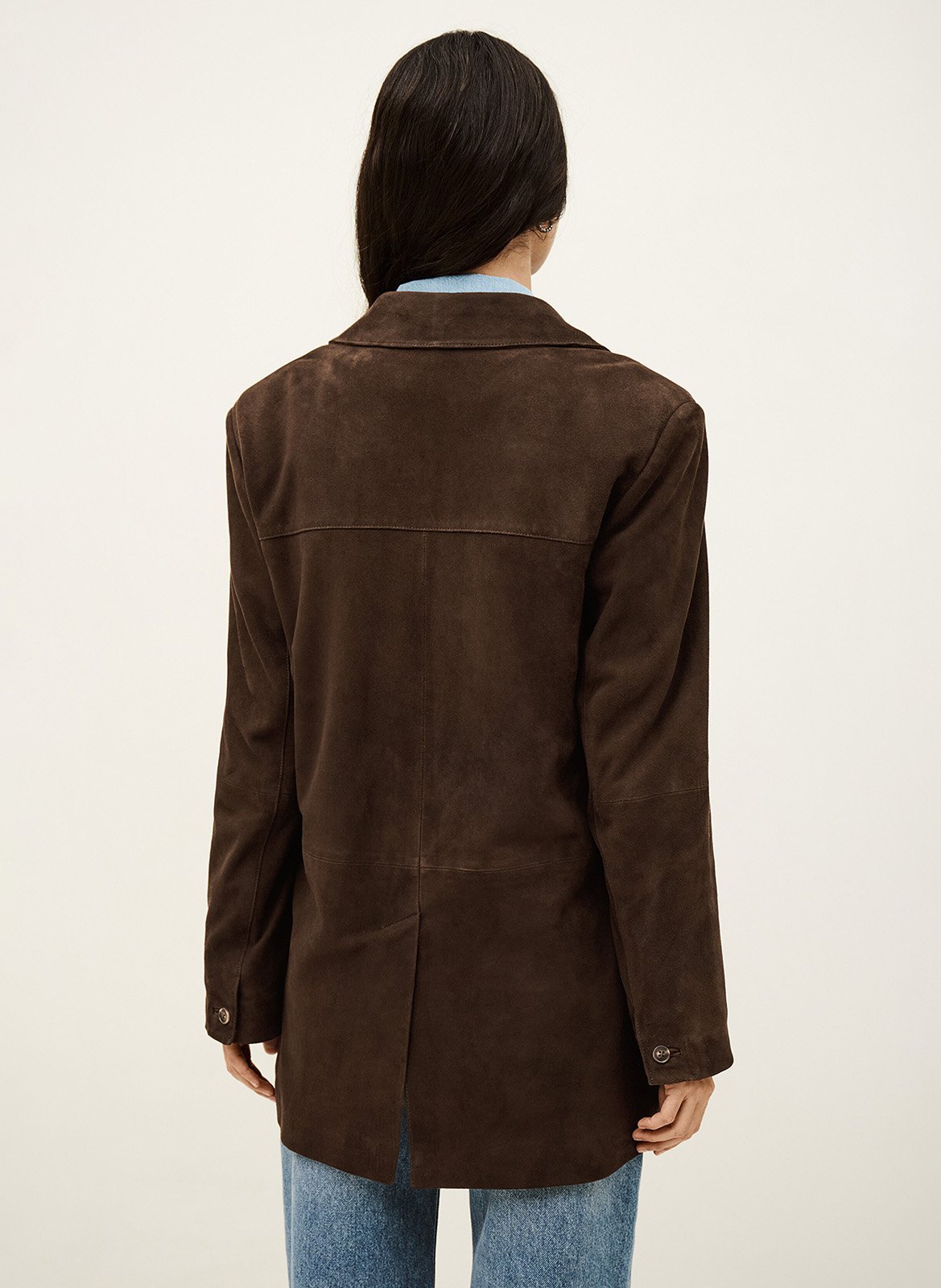 Veste de blazer droite en cuir BA&SH Marron