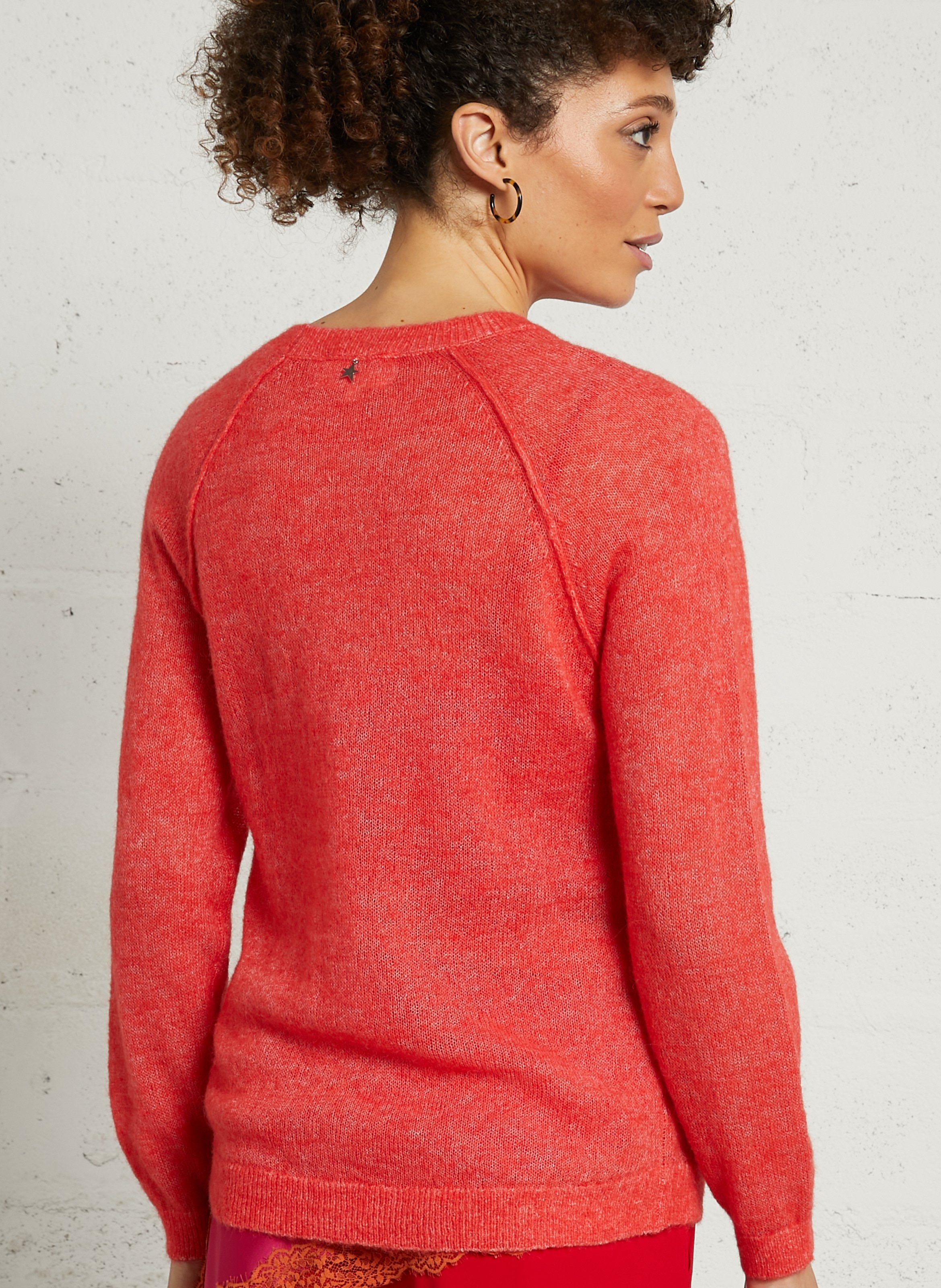 Round-neck wool-blend straight-cut sweater SUD EXPRESS Red