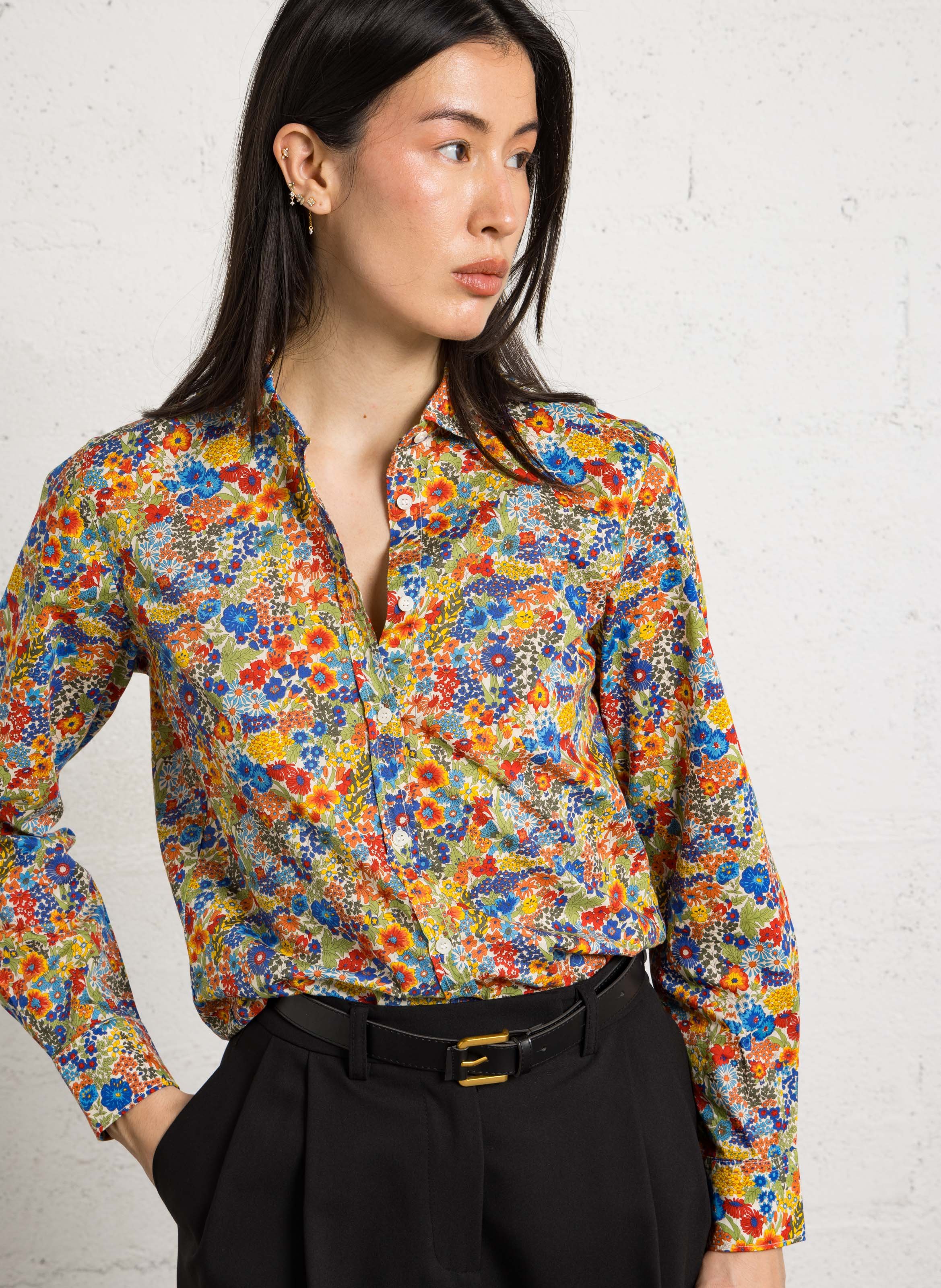 Chemise droite col classique en coton HARTFORD Multicolore