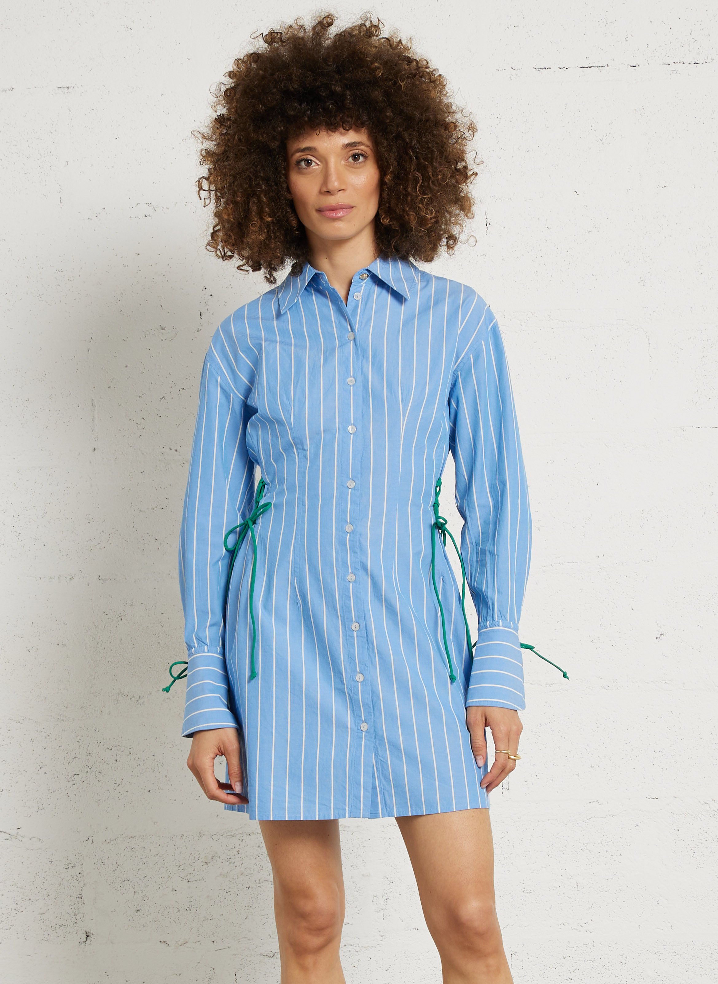 Chemise à rayures col classique FABIENNE CHAPOT Bleu