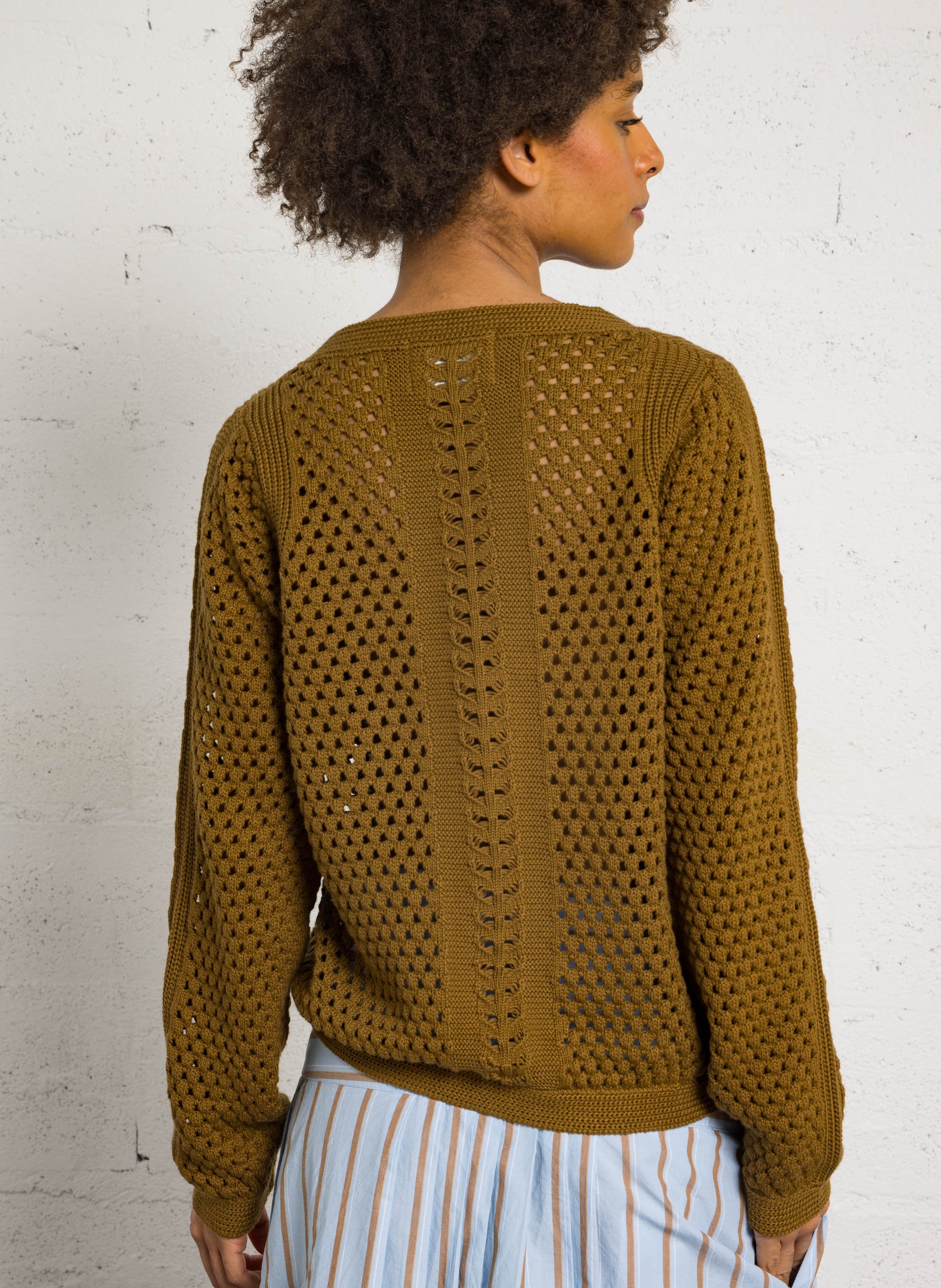 Oversized katoenen vest met V-hals LEON & HARPER Bruin