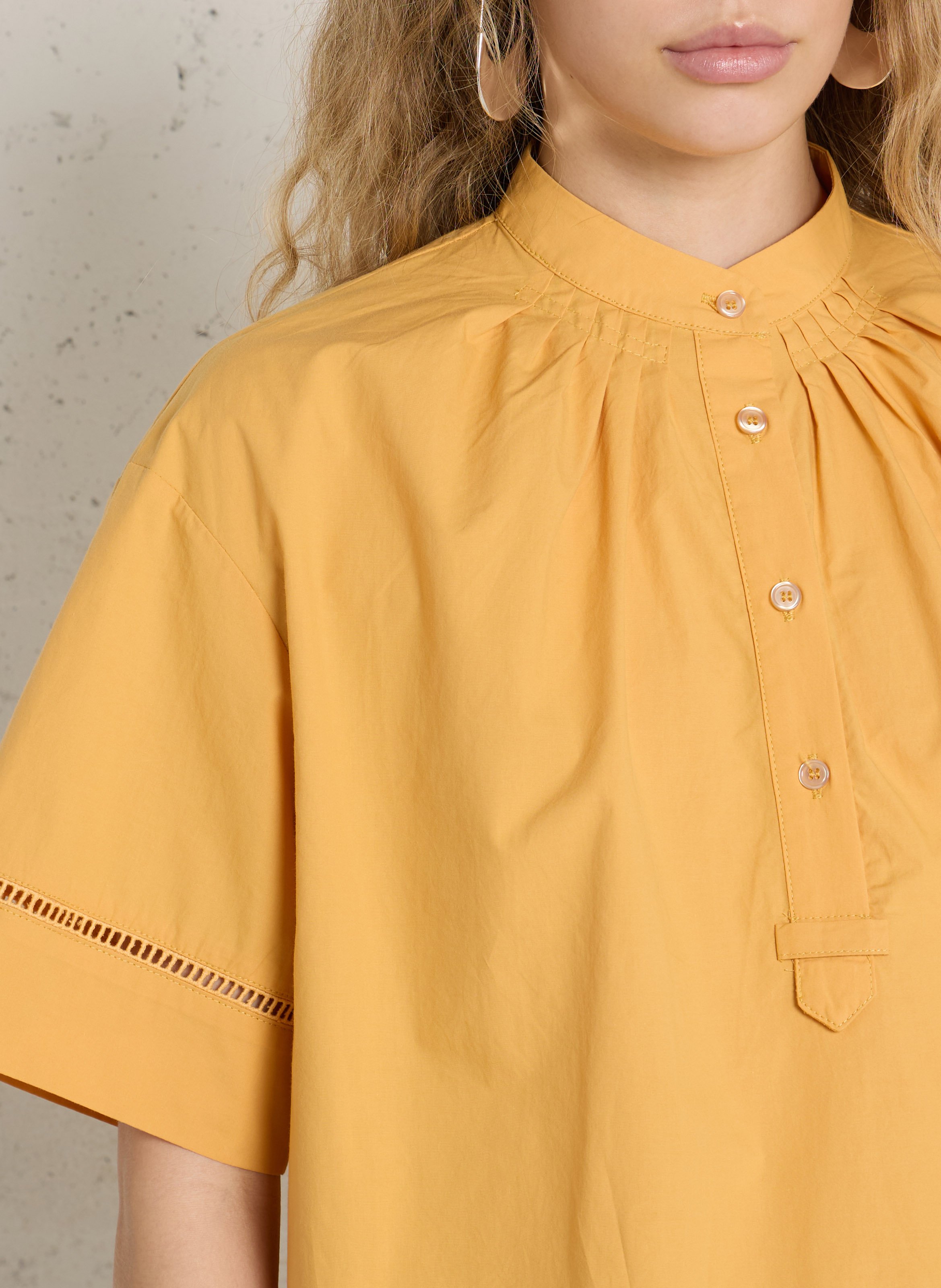 Oversize cotton round-neck blouse THE KORNER Yellow