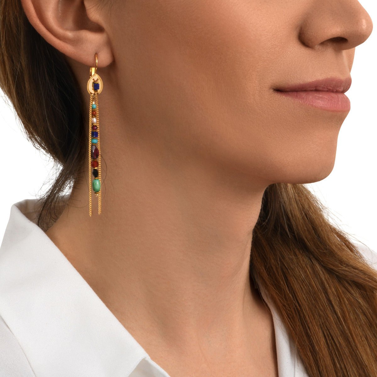Sleeper earrings in gold-plated finish SATELLITE PARIS Multicolored