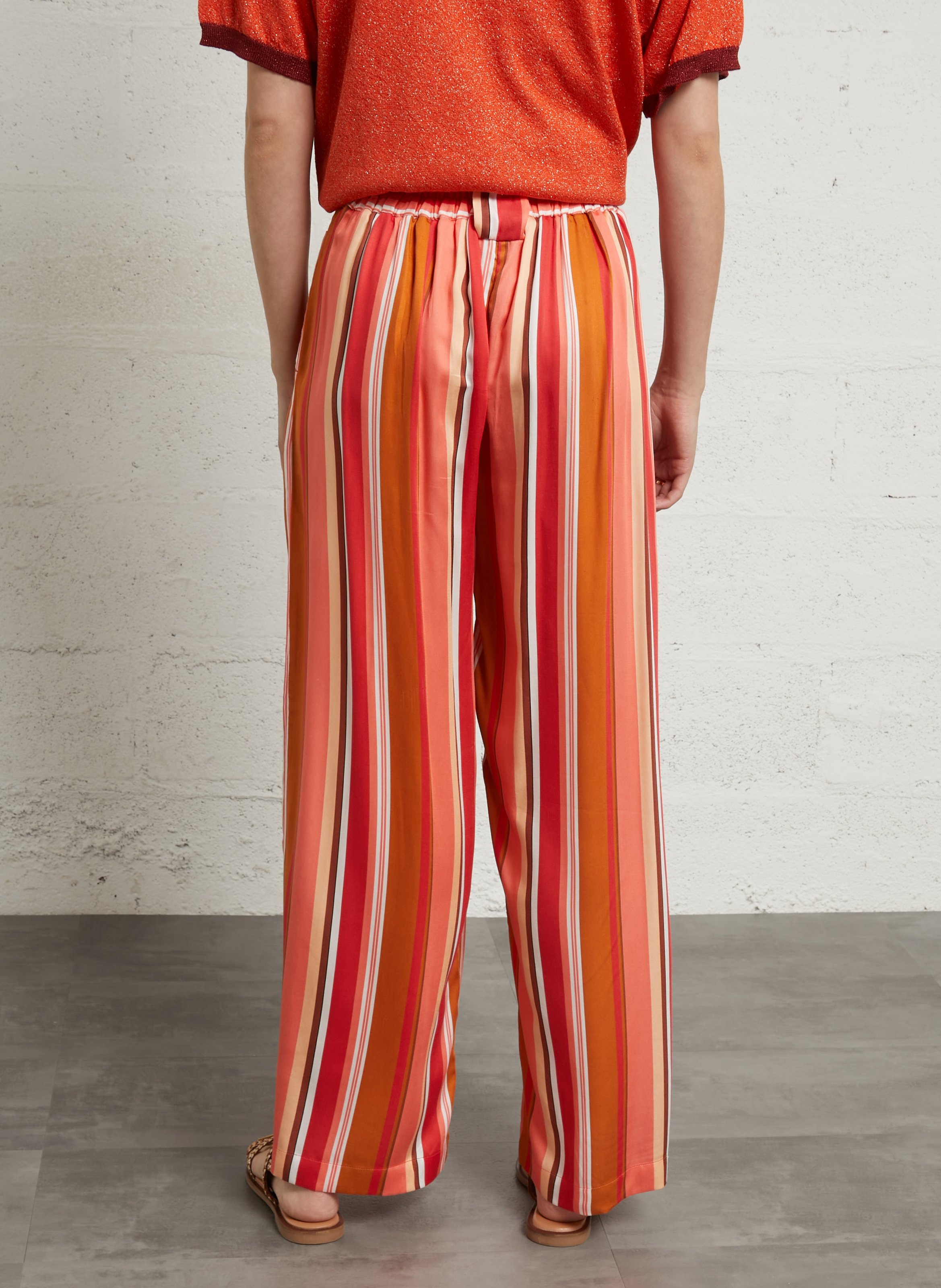 Pantalon large taille haute BELLA JONES Rouge