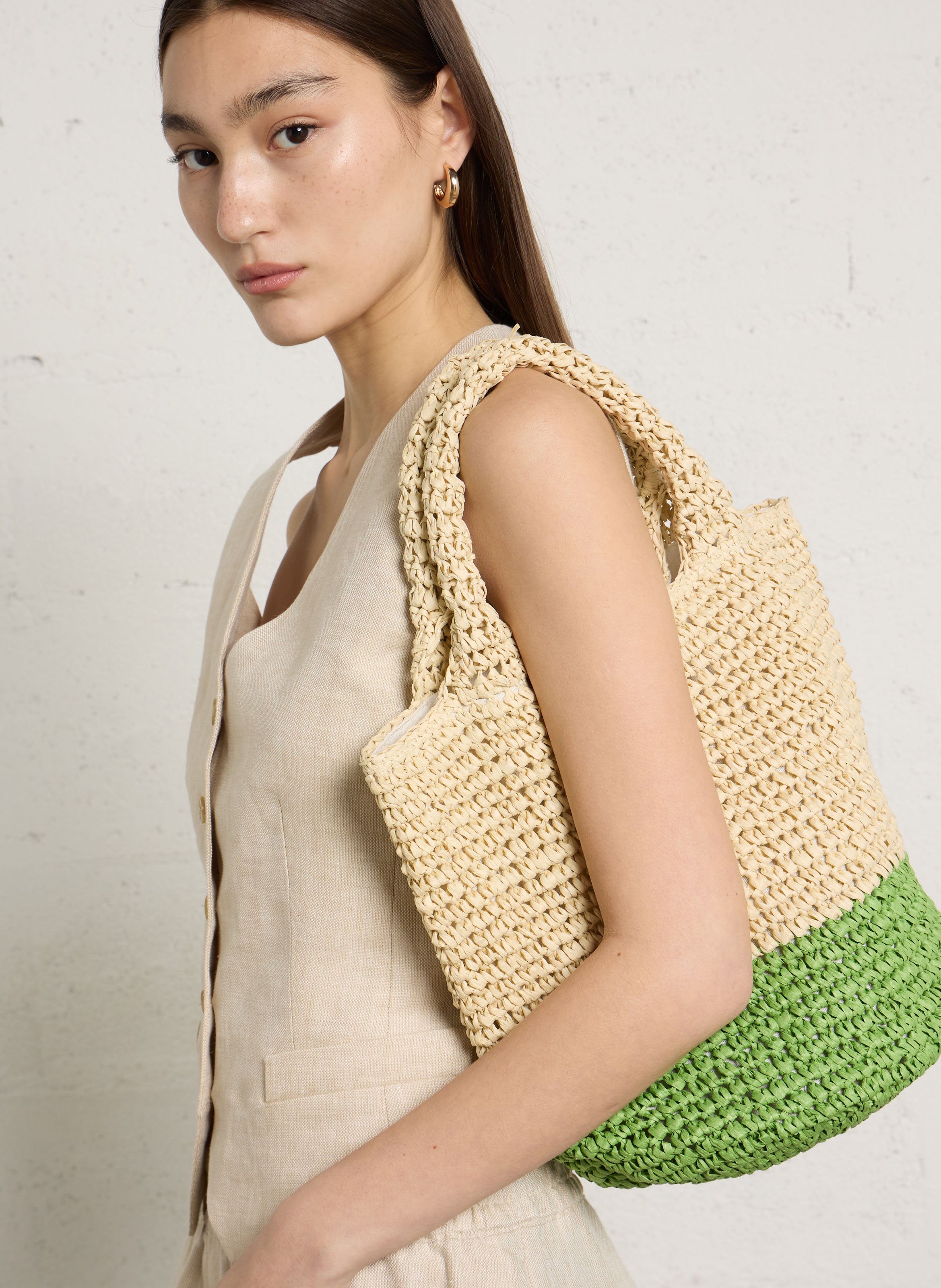 Panier tressé AU PRINTEMPS PARIS Vert