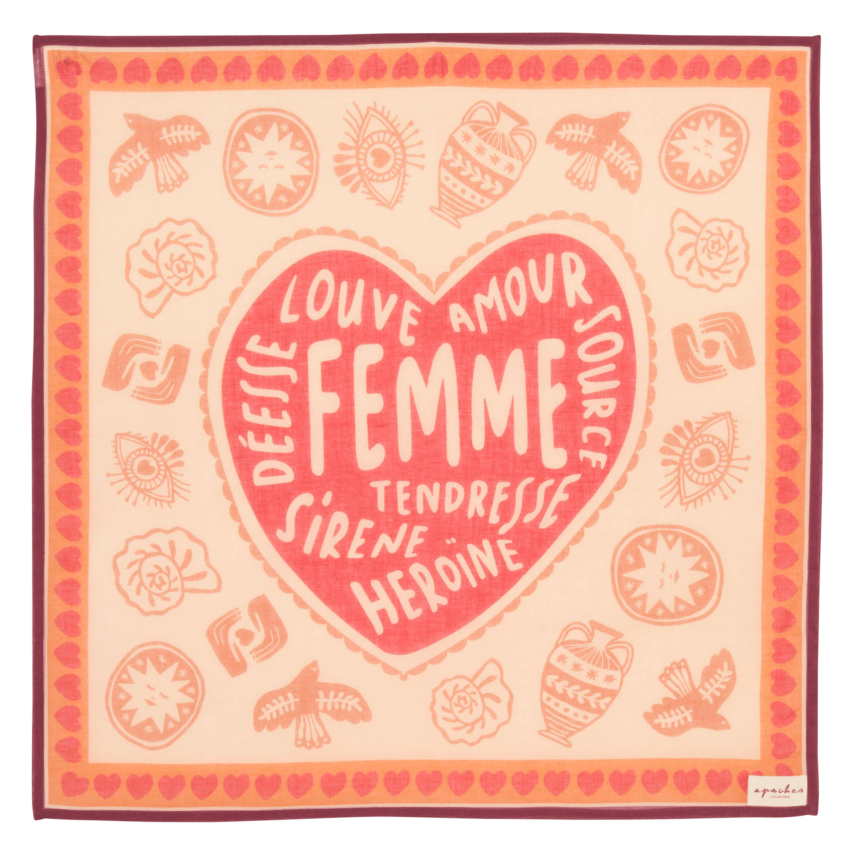Foulard imprimé en coton APACHES COLLECTIONS Rouge