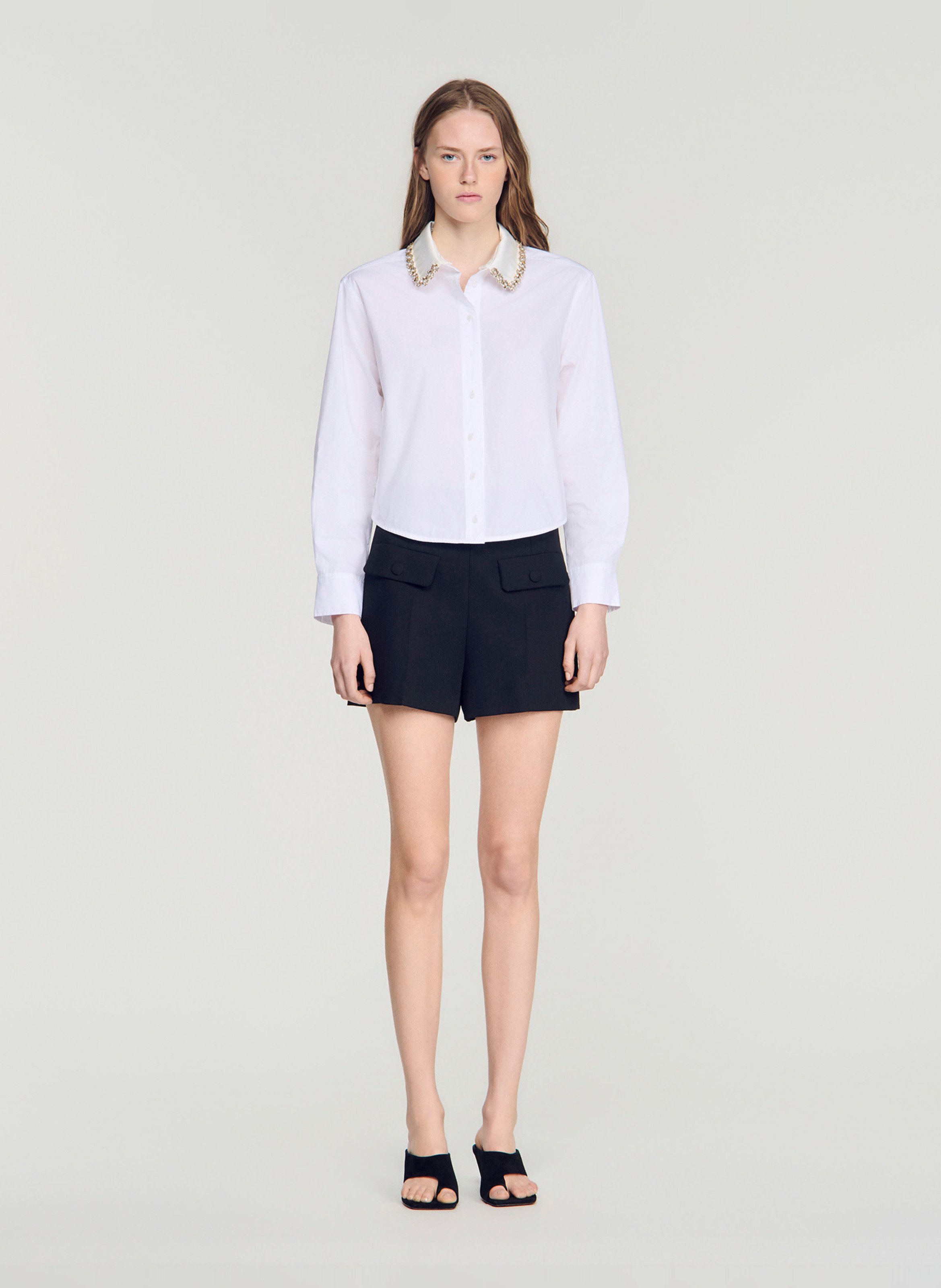 Katoenen blouse met klassieke kraag SANDRO Wit