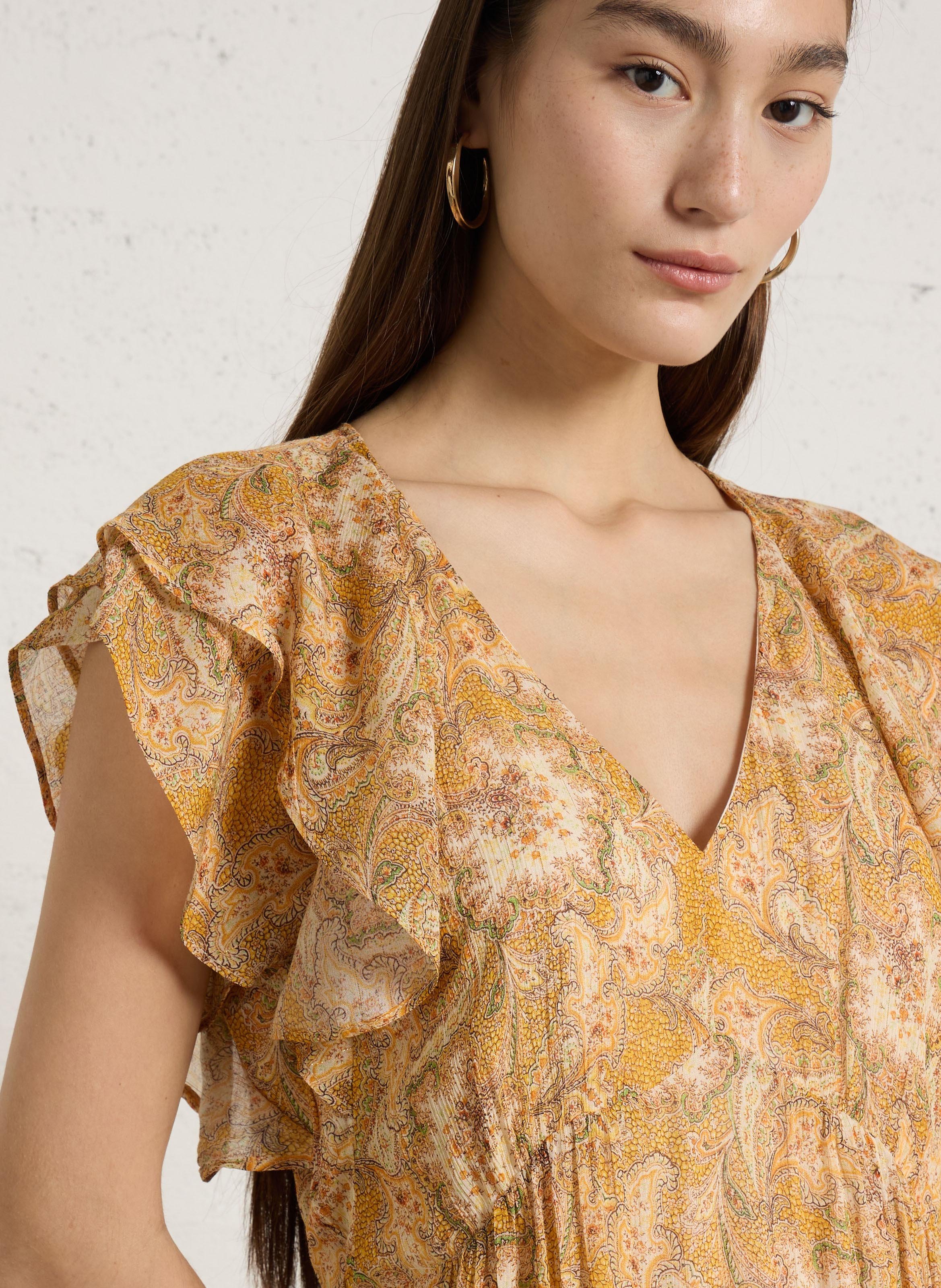 Robe longue col V imprimée MAISON 123 Doré