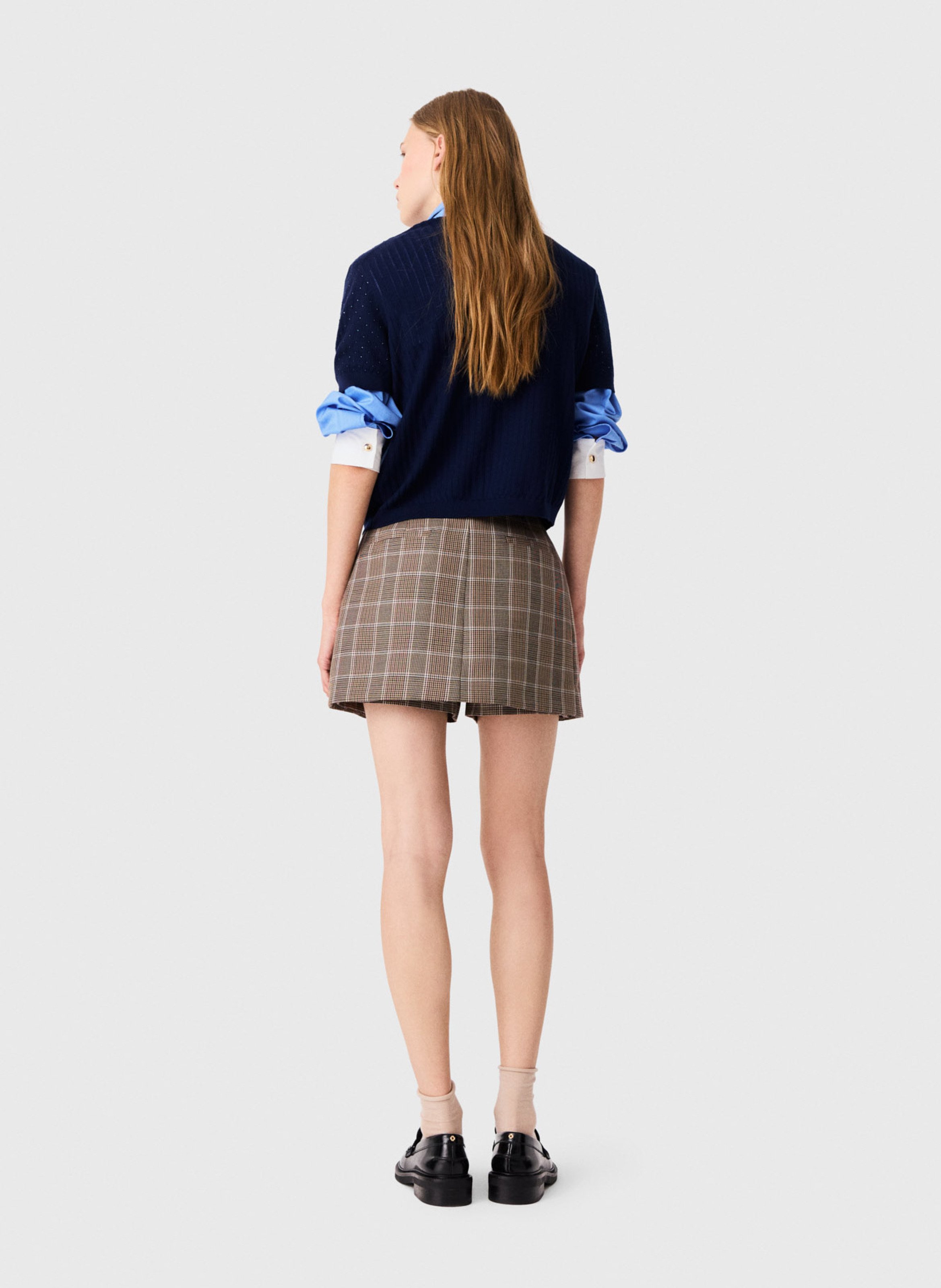 Pull droit manches courtes en laine mélangée MAJE Bleu