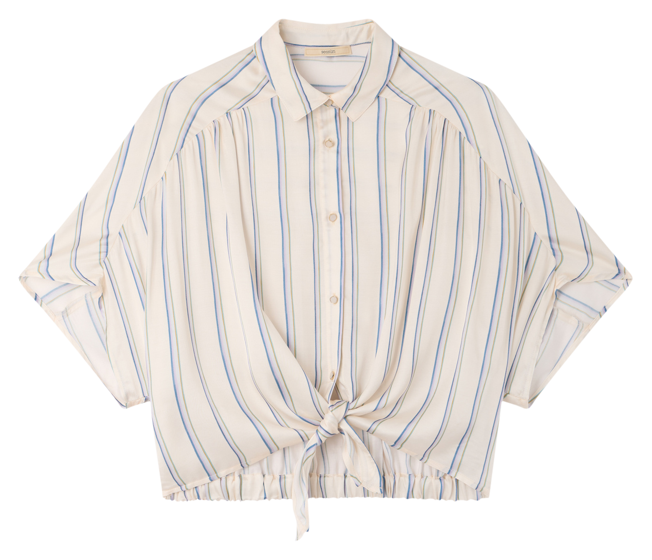 Chemise droite col classique rayée SESSUN Blanc
