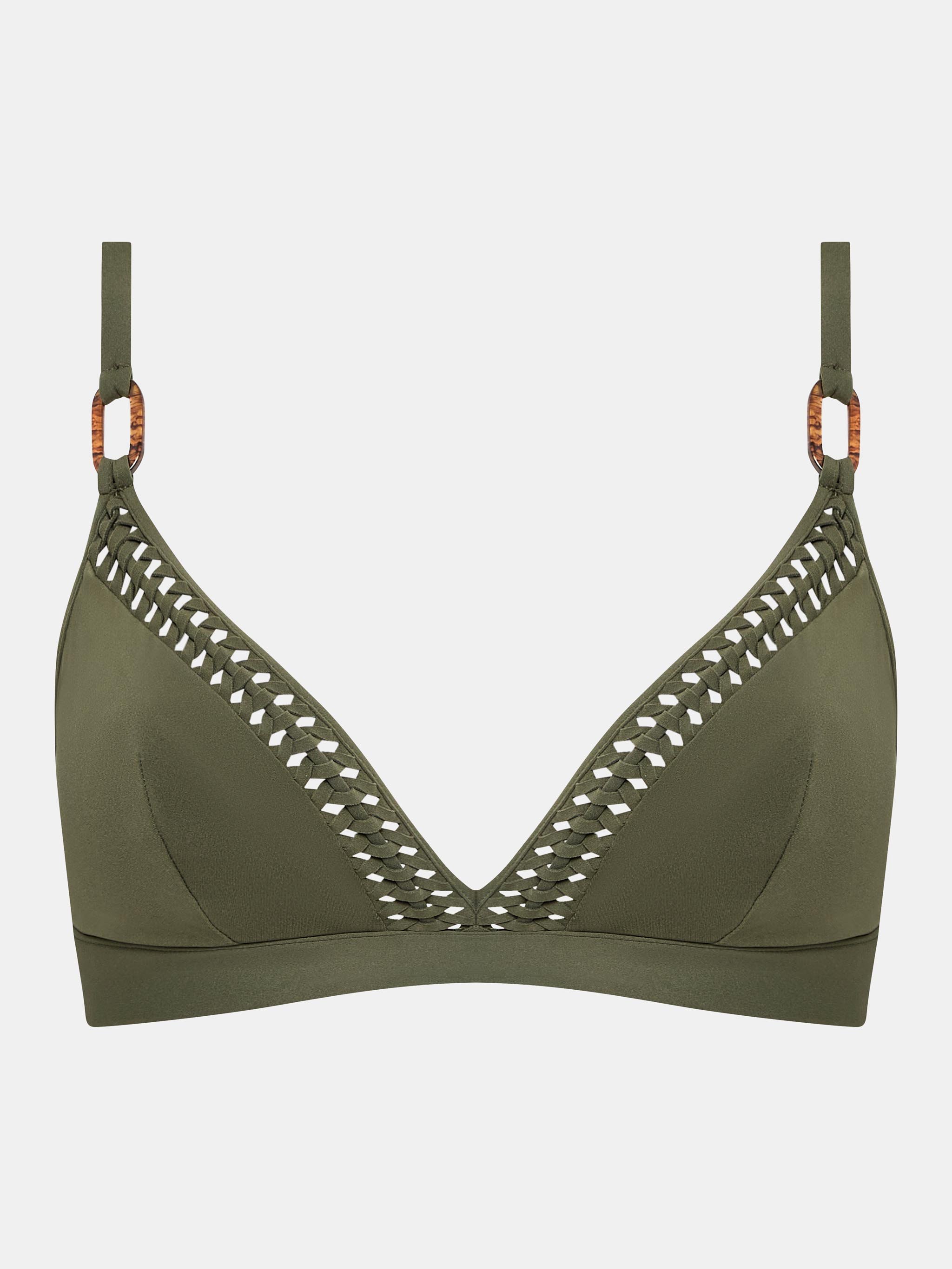 Triangle swimsuit top without underwire and with removable spacer cups CHANTELLE Green