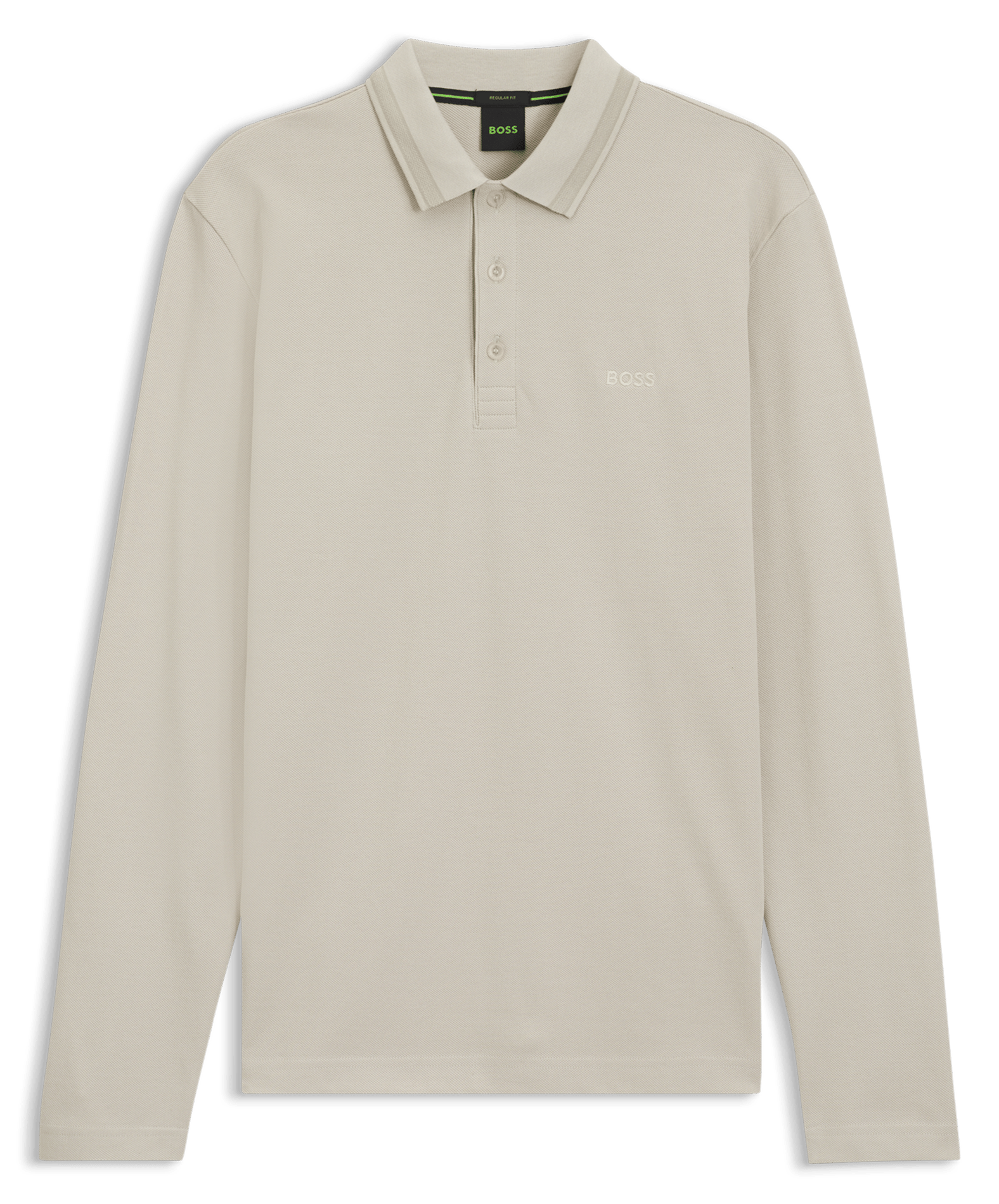 Long-sleeved cotton polo shirt BOSS Beige