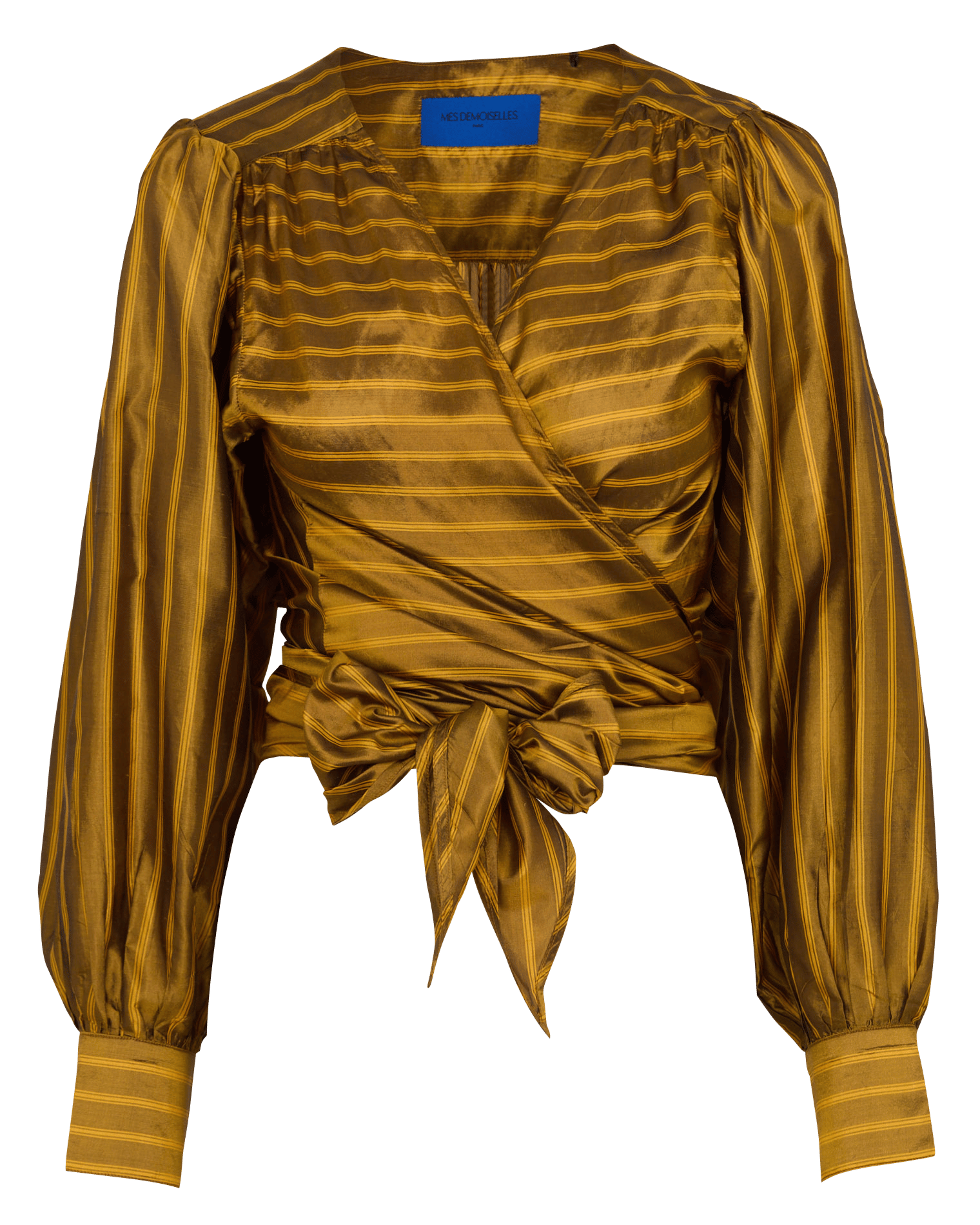 Gestreepte zijden blouse met strik MES DEMOISELLES Oranje
