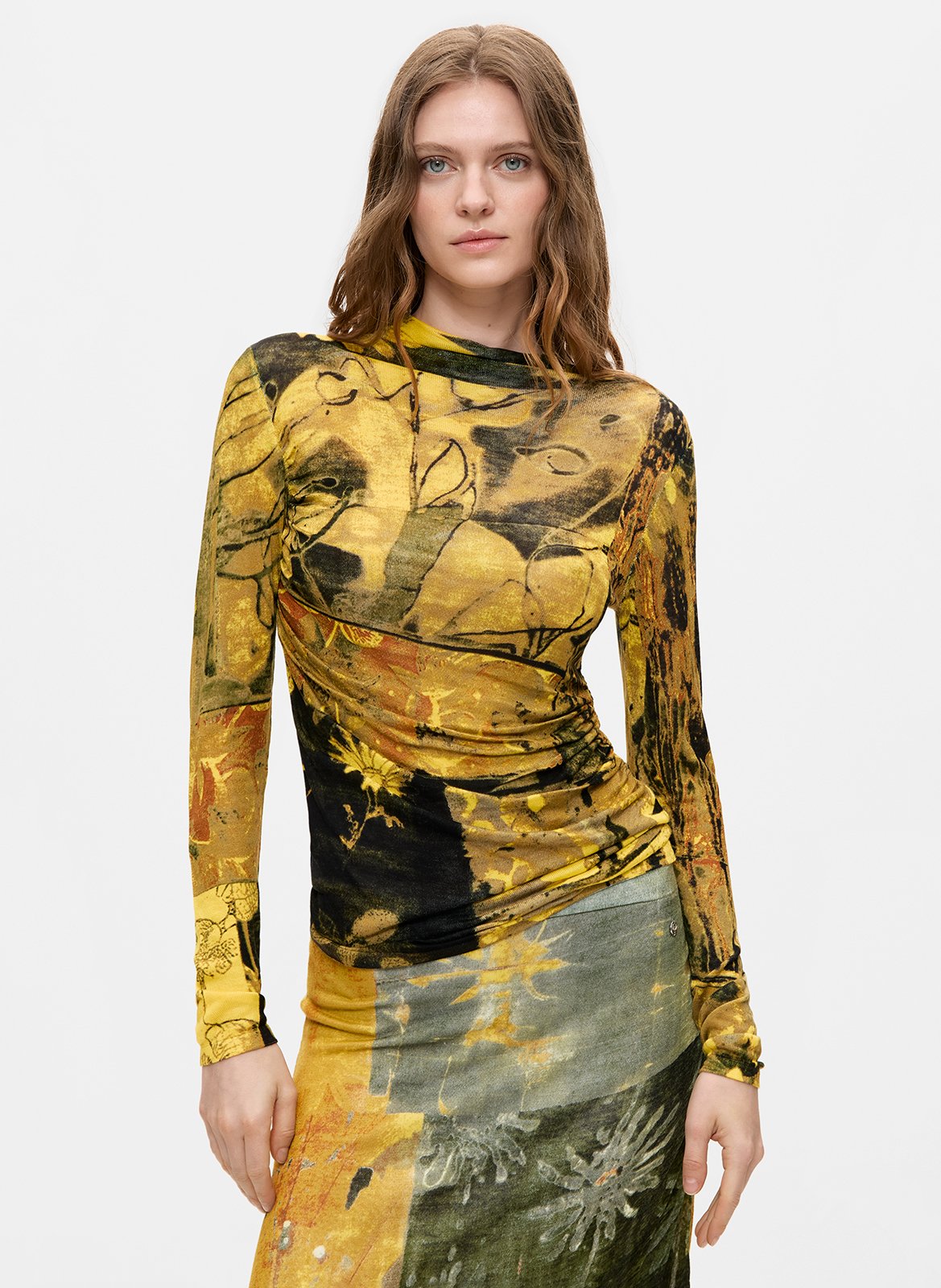 Printed long skirt DESIGUAL Green