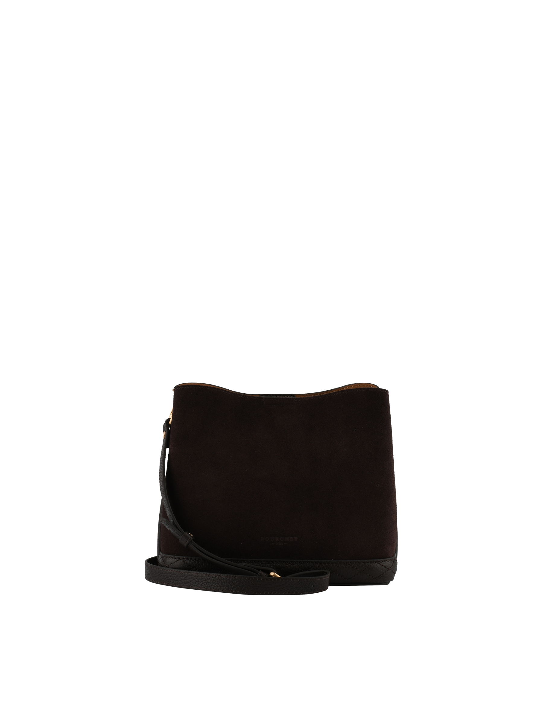Cowhide suede leather shoulder bag | Brown POURCHET Women