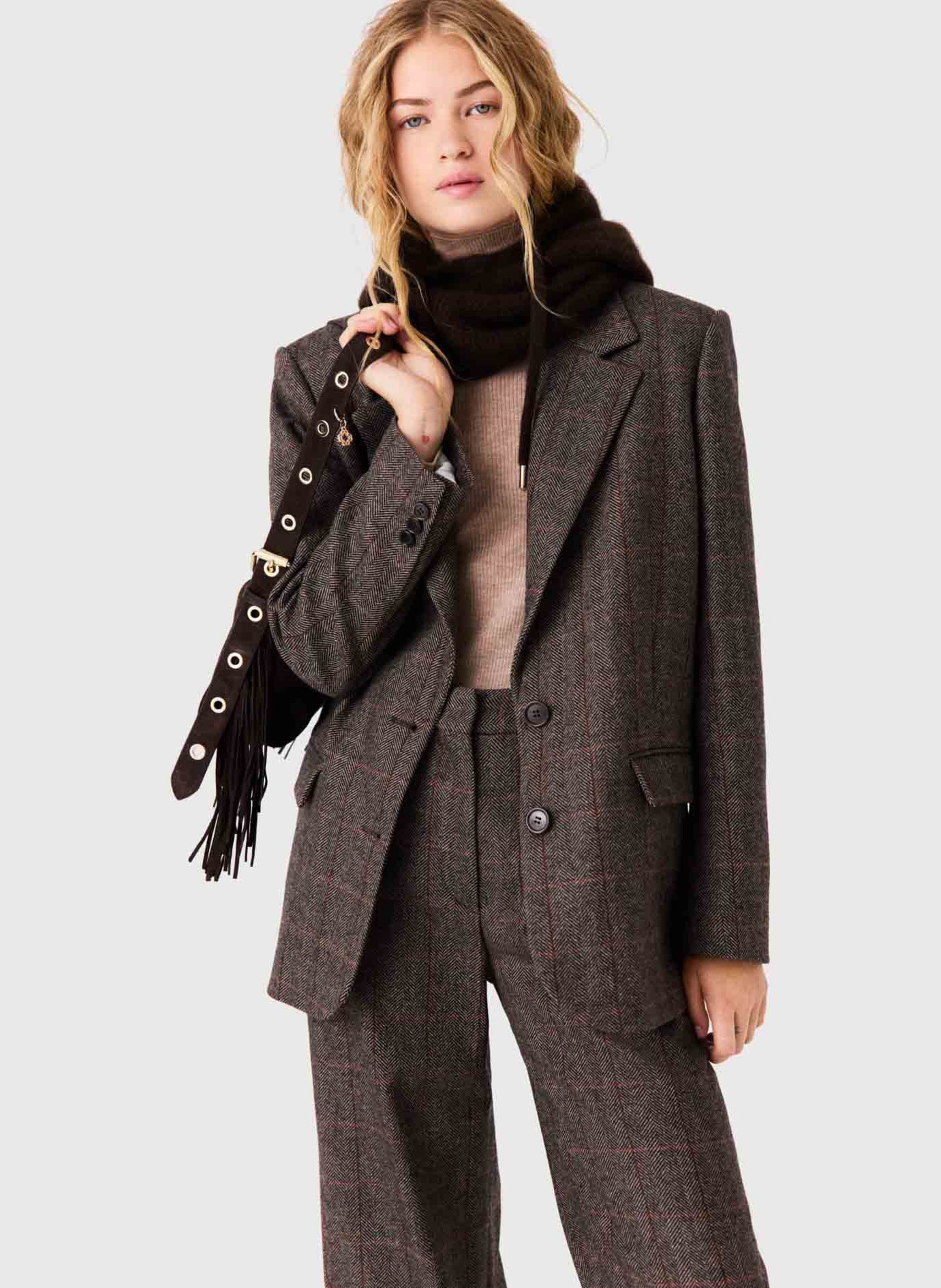 Rechte blazer | wolblend MAJE Bruin