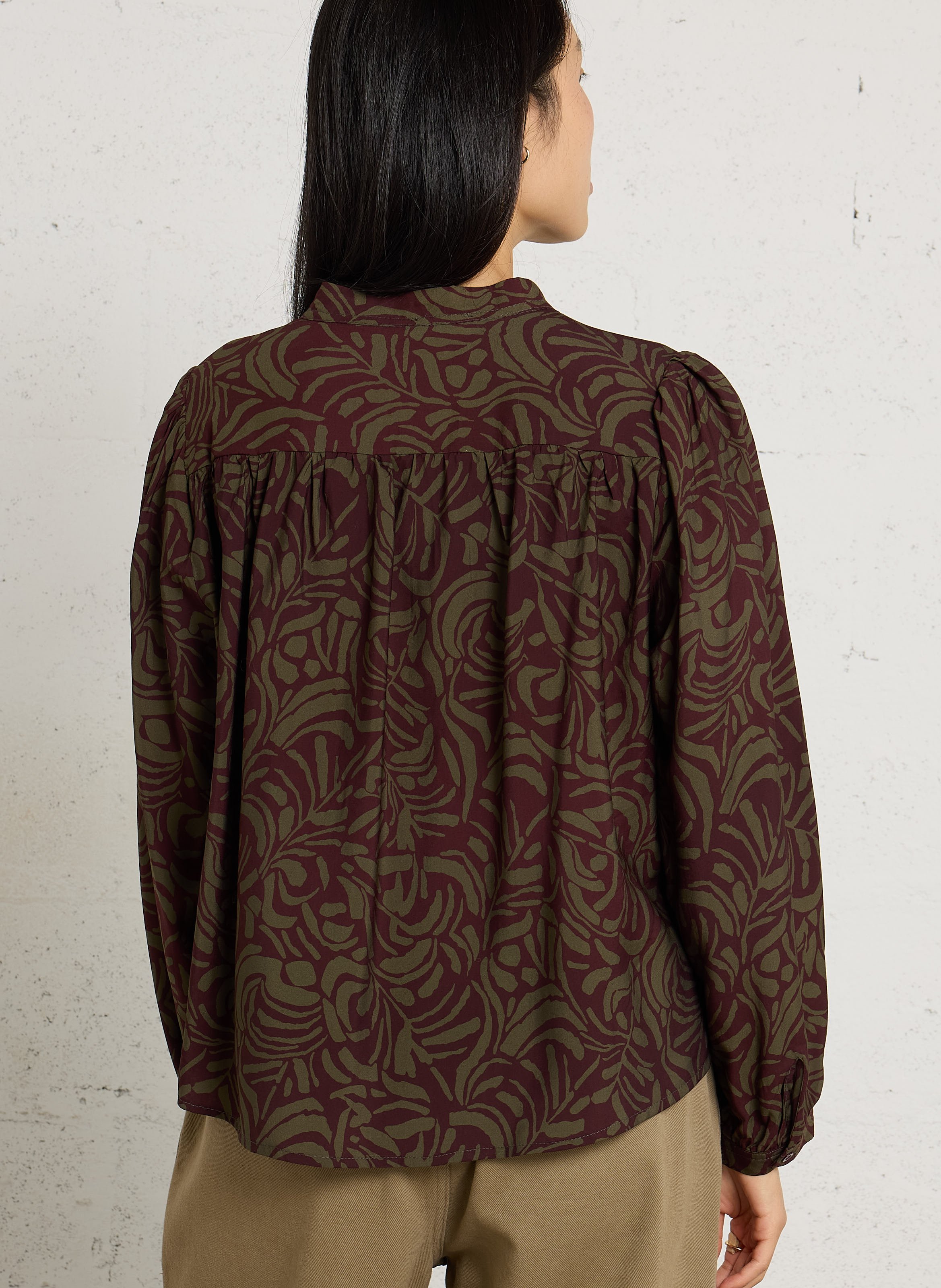 Ruimvallende blouse met print THE KORNER Paars
