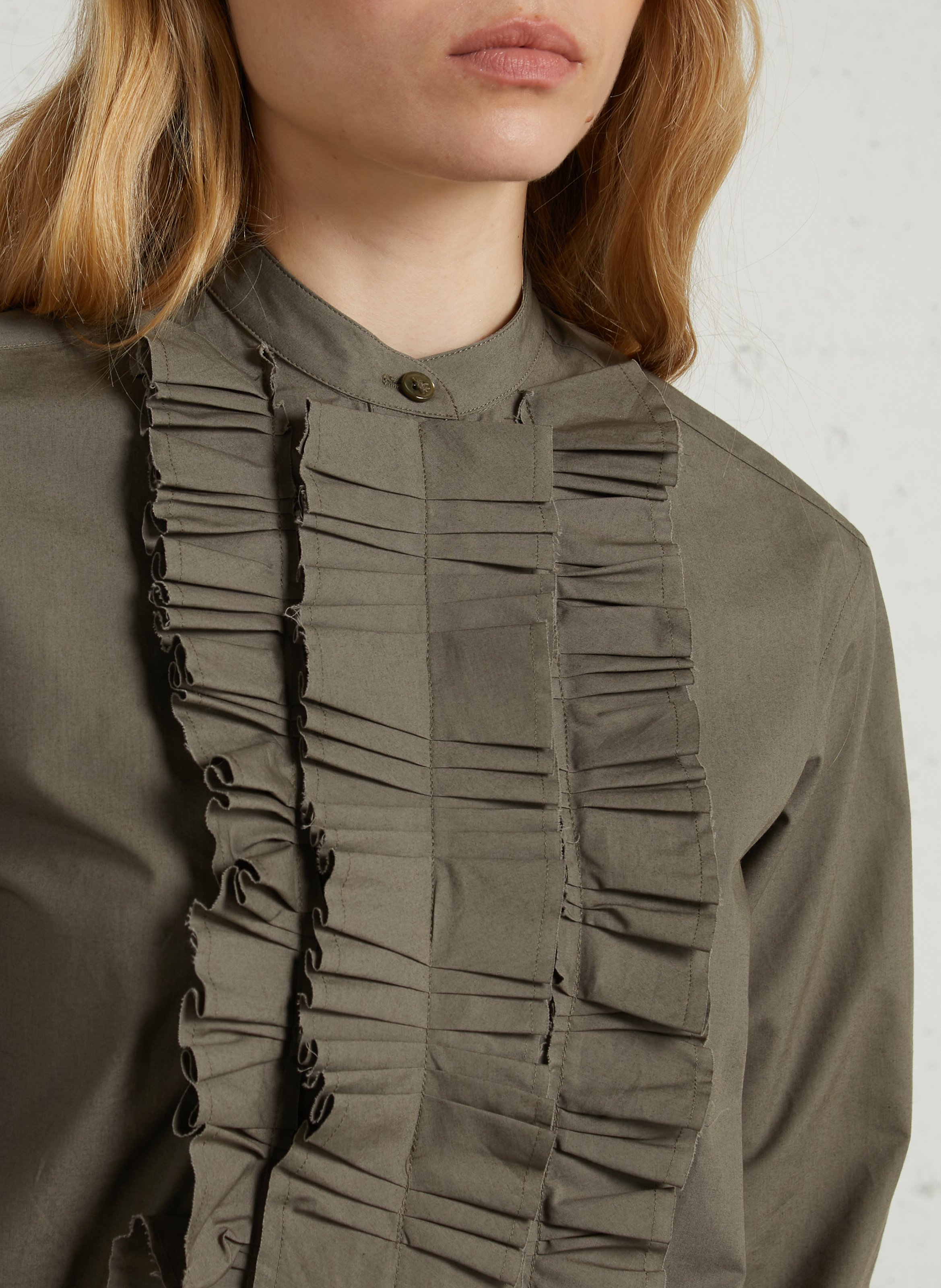 Round-neck ruffled blouse LAURENCE BRAS Khaki